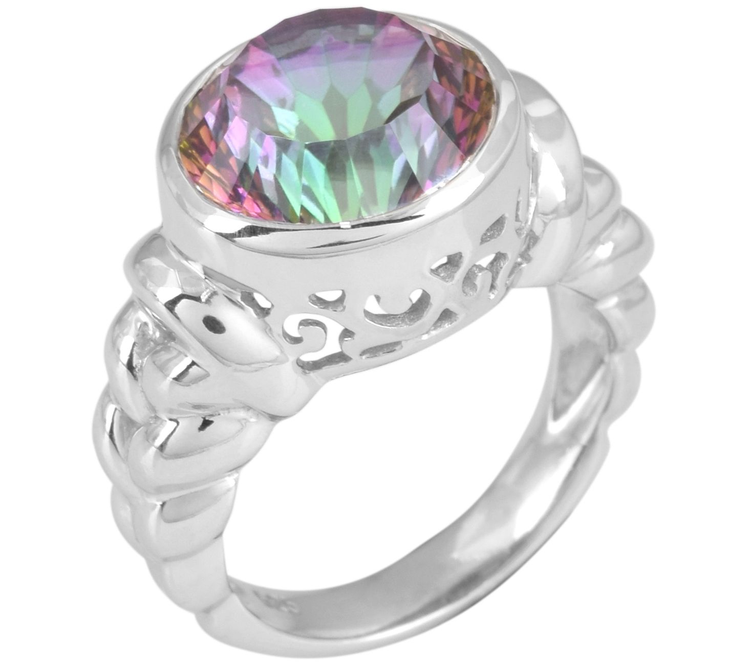 Affinity Gems Green Coated Quartz Solitaire Ring, sterling