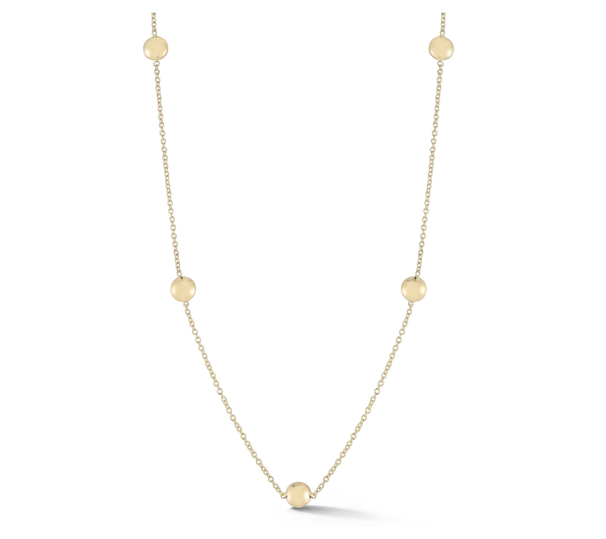 Italian Gold Mini Disc Station Necklace, 14K