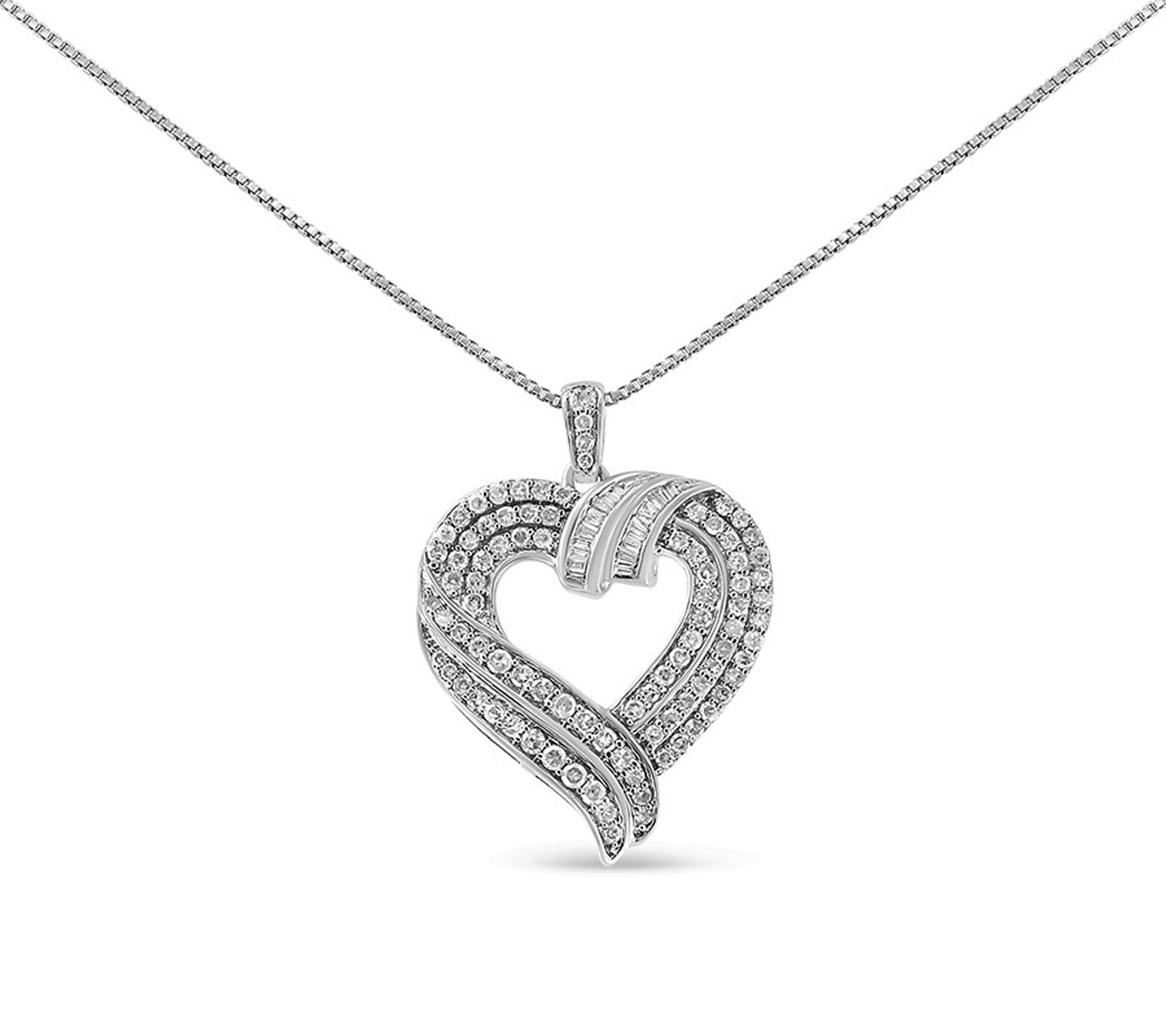 Haus of Brilliance 1.00 cttw Diamond Heart Necklace, Sterling