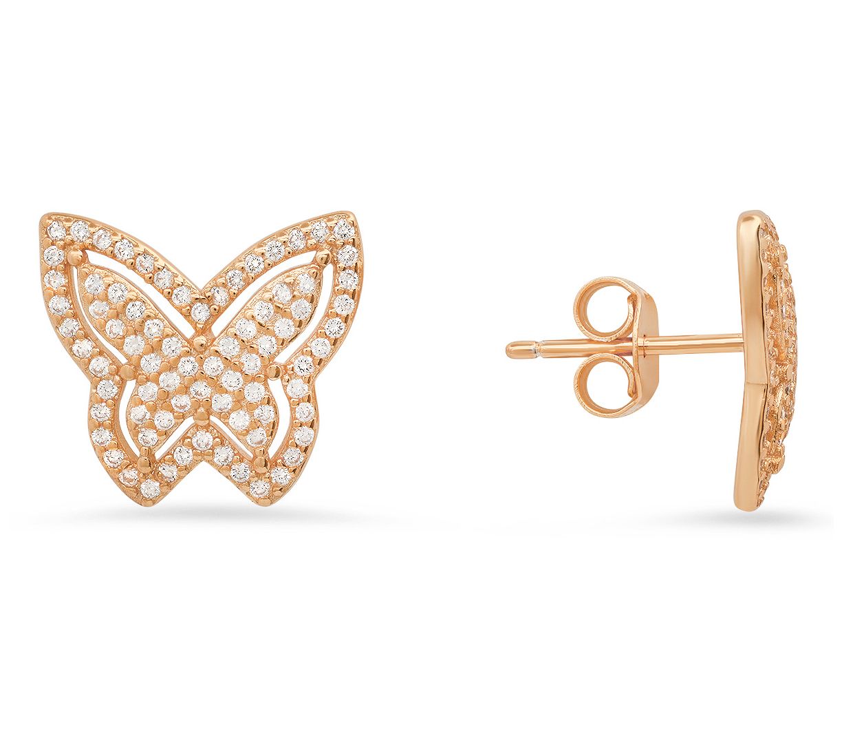 Diamonique Pave Butterfly Stud Earrings, Sterling Silver