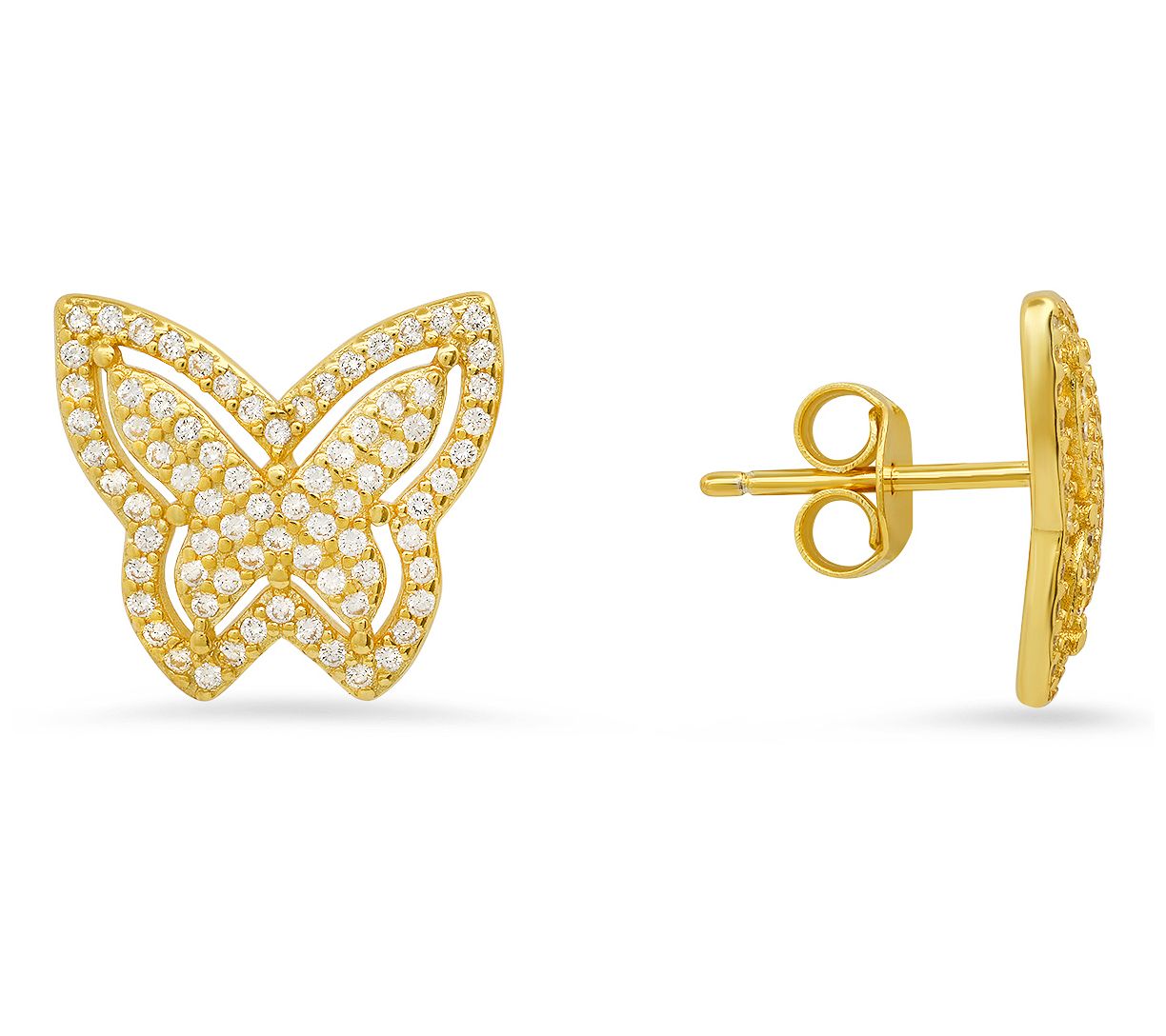 Diamonique Pave Butterfly Stud Earrings, Sterling Silver