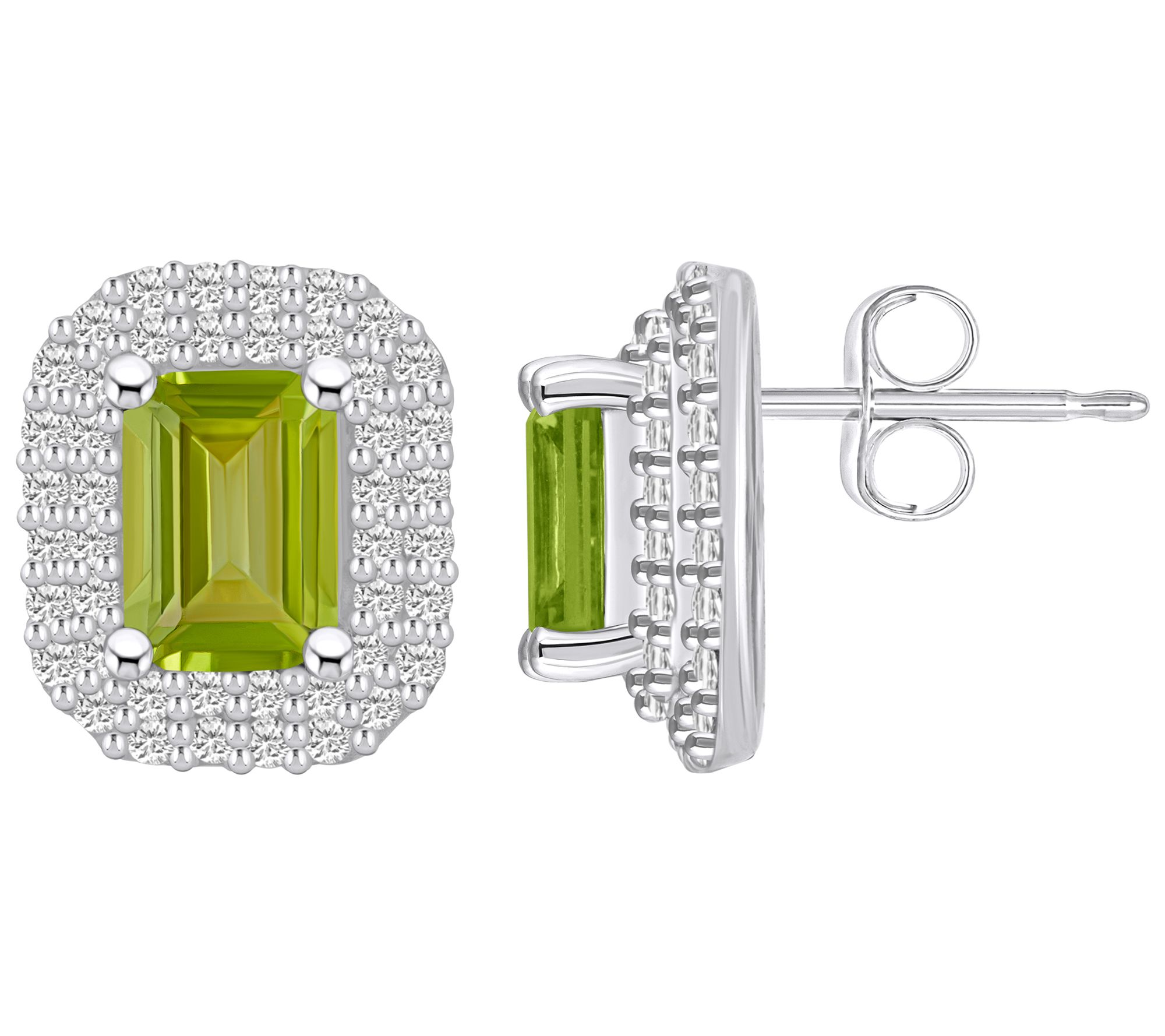 Affinity Gems Emerald Gemstone & Diamond Button Earrings, 14K