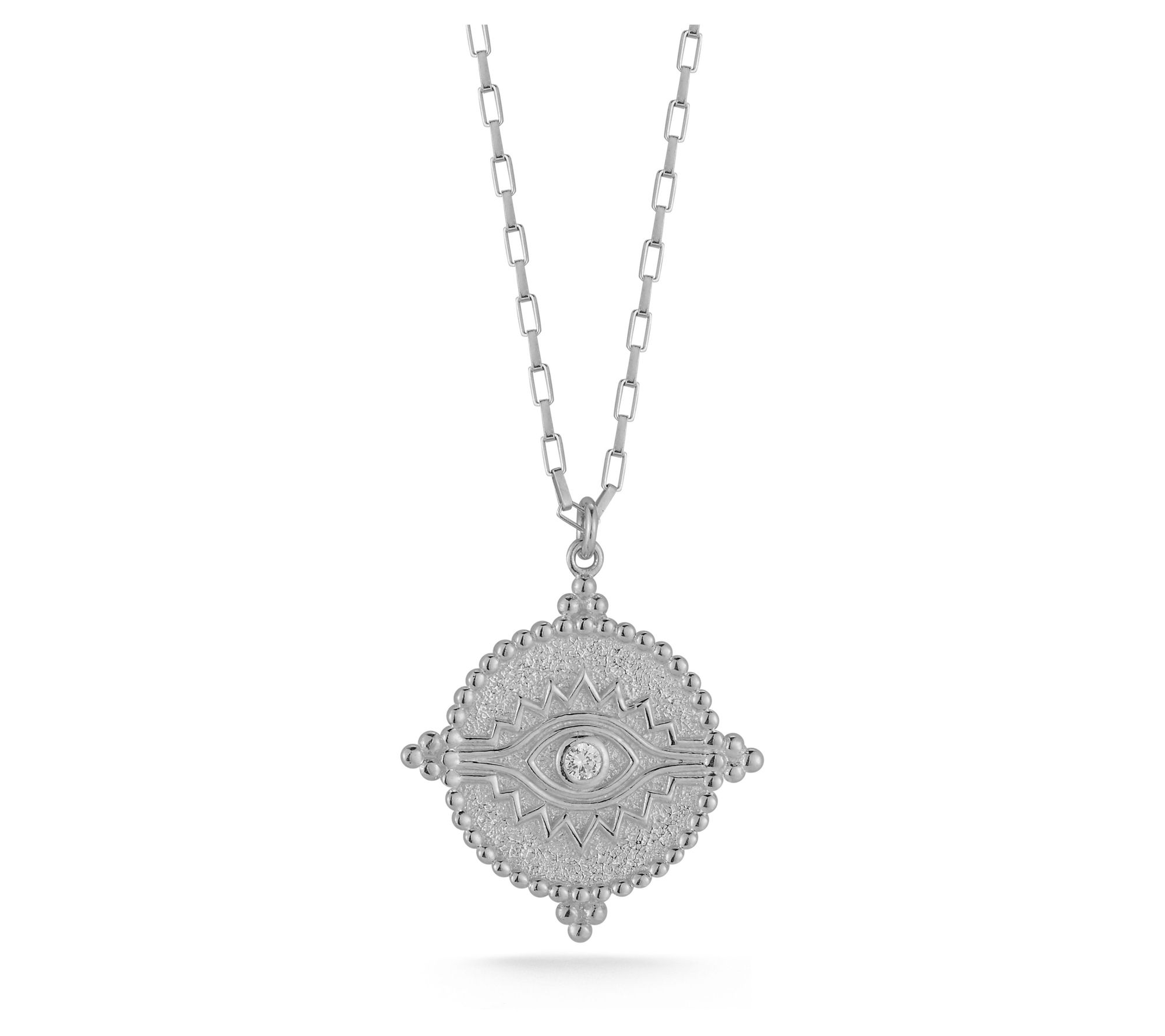 Sterlina Silver Evil Eye Pendant w/ Chain, Sterling