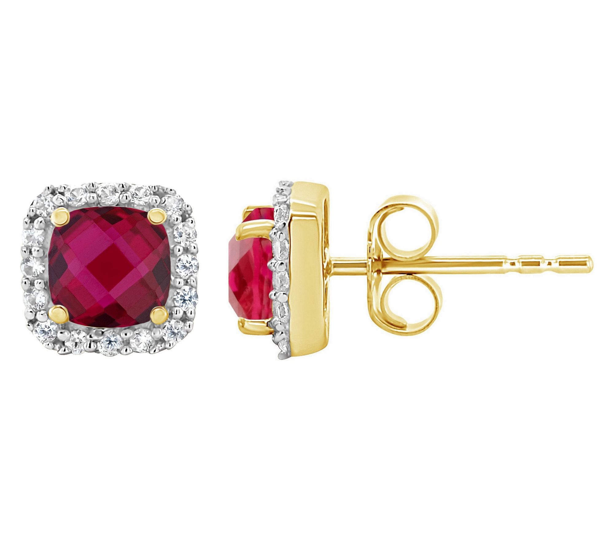 Affinity Gems Created Gemstone Halo Stud Earrings, 10K Gold