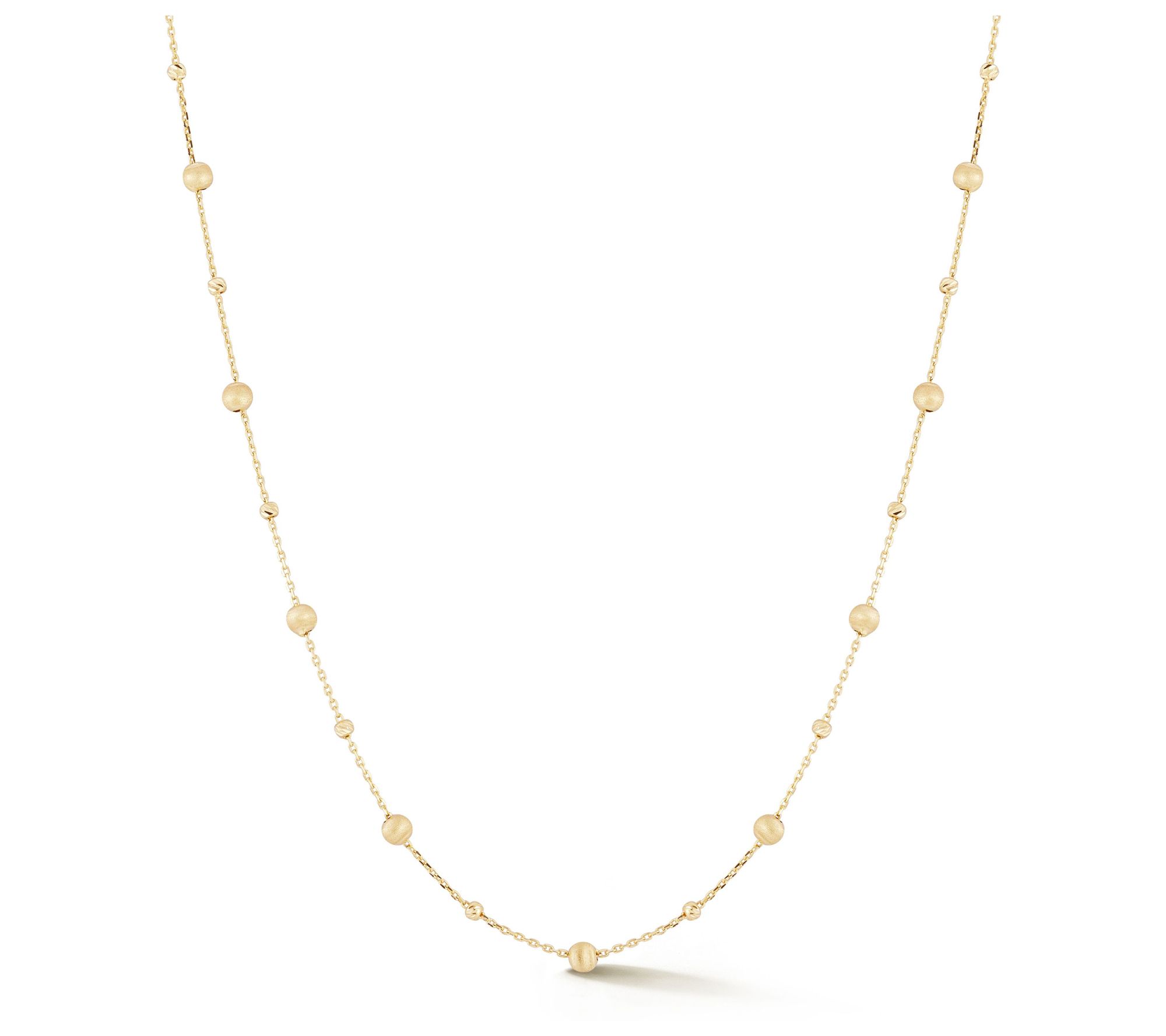 Italian Gold Satin Ball Chain Necklace, 14K