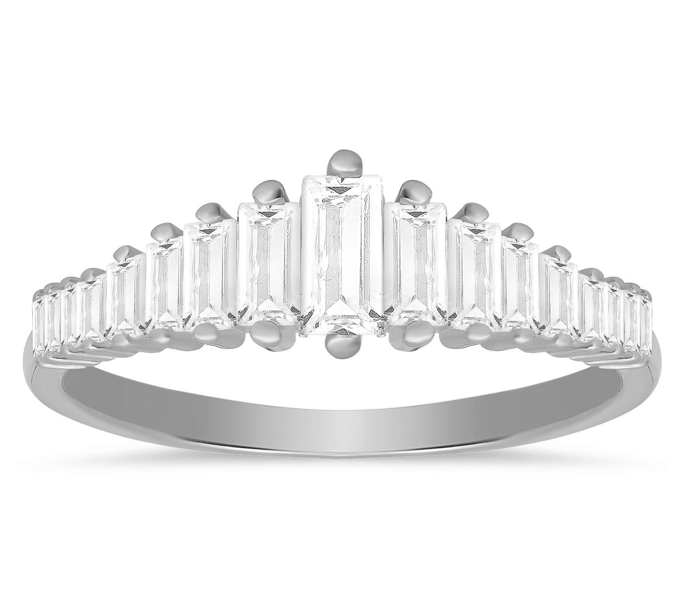 Diamonique Art Deco Baguette Cut Ring, SterlingSilver