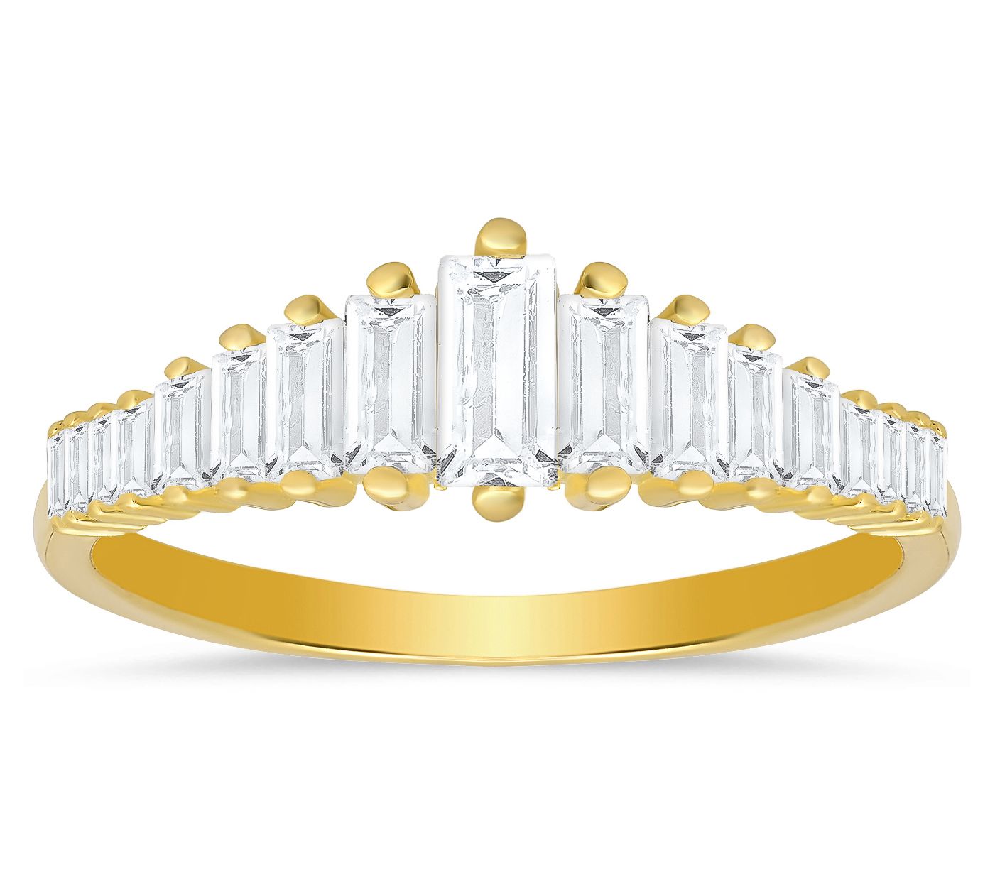 Diamonique Art Deco Baguette Cut Ring, SterlingSilver