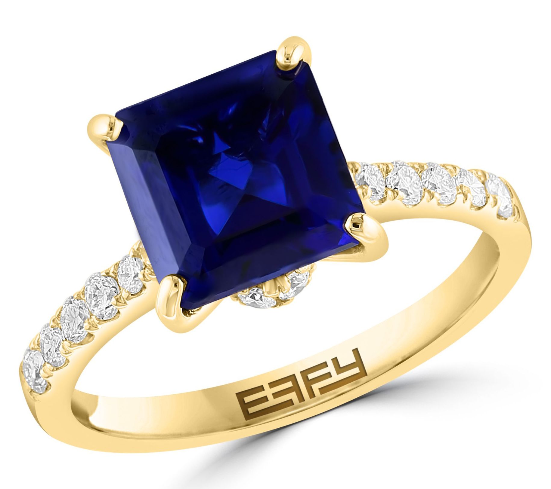 Effy Lab Grown Sapphire & Lab Grown Diamond Ring,14K Gold