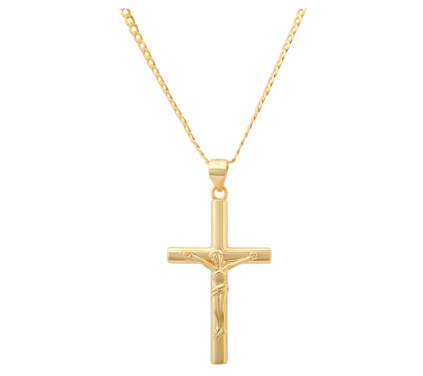 Silver Style Men's Crucifix Pendant w/ Chain, Sterling