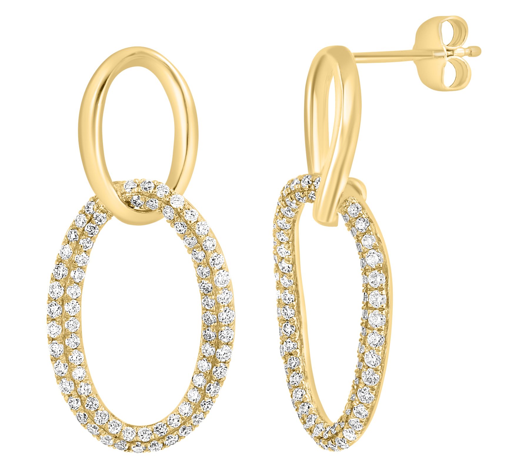 Effy 0.75 cttw Diamond Dangle Hoop Earrings, 14K Gold