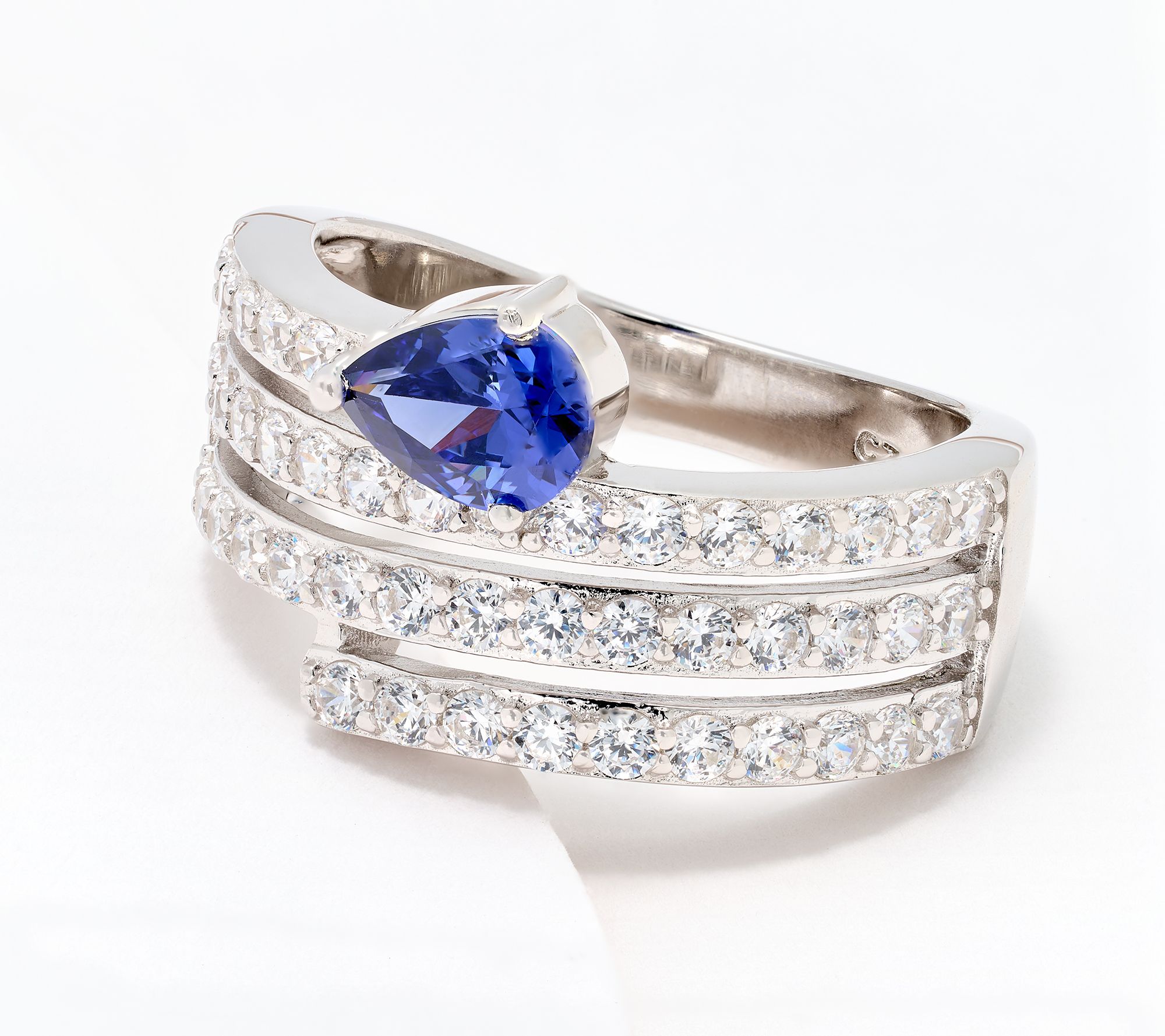 Diamonique x Kathy Levine That's-a-Wrap Bypass Ring, Sterling Silver