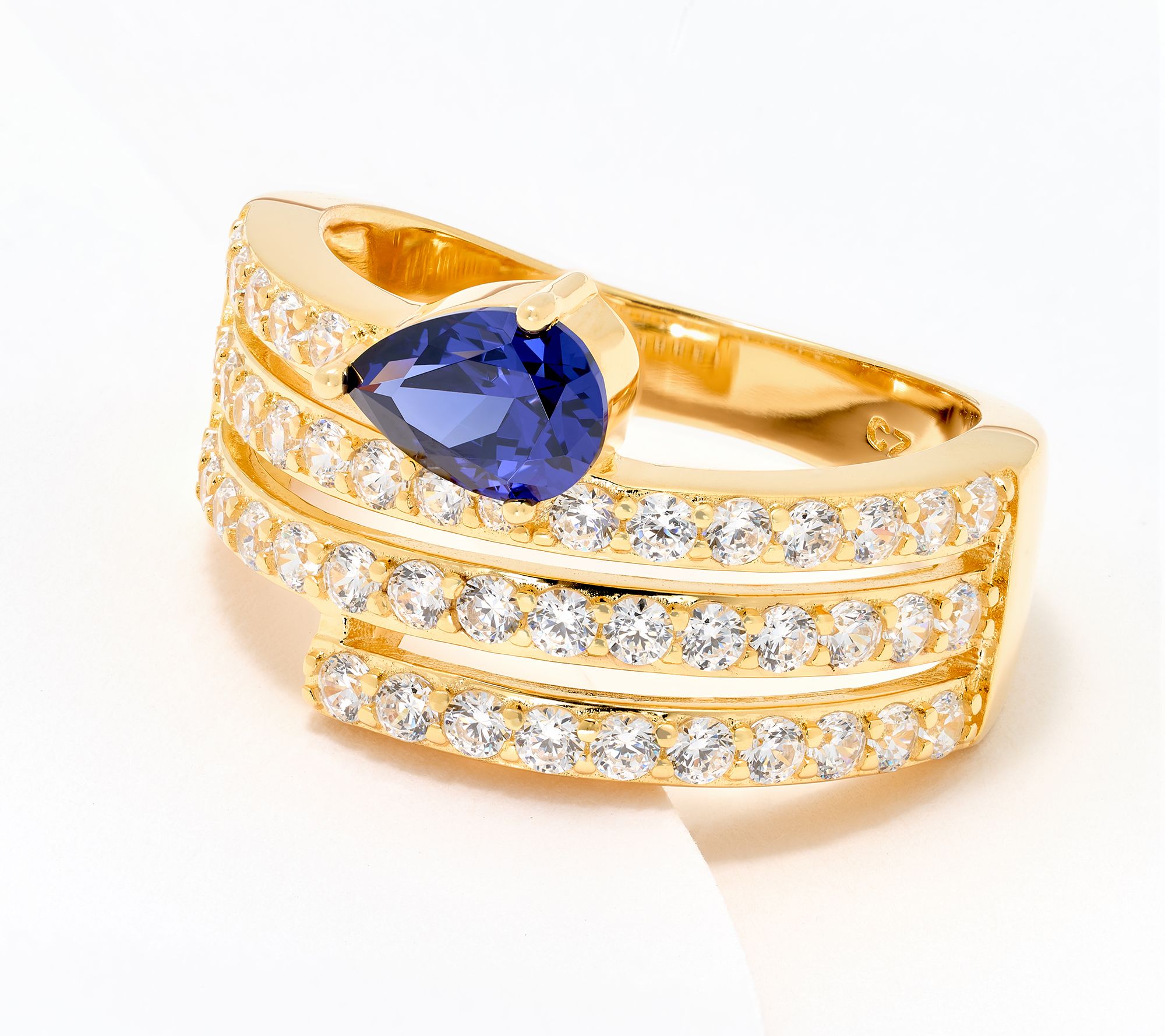 Diamonique x Kathy Levine That's-a-Wrap Bypass Ring, Sterling Silver