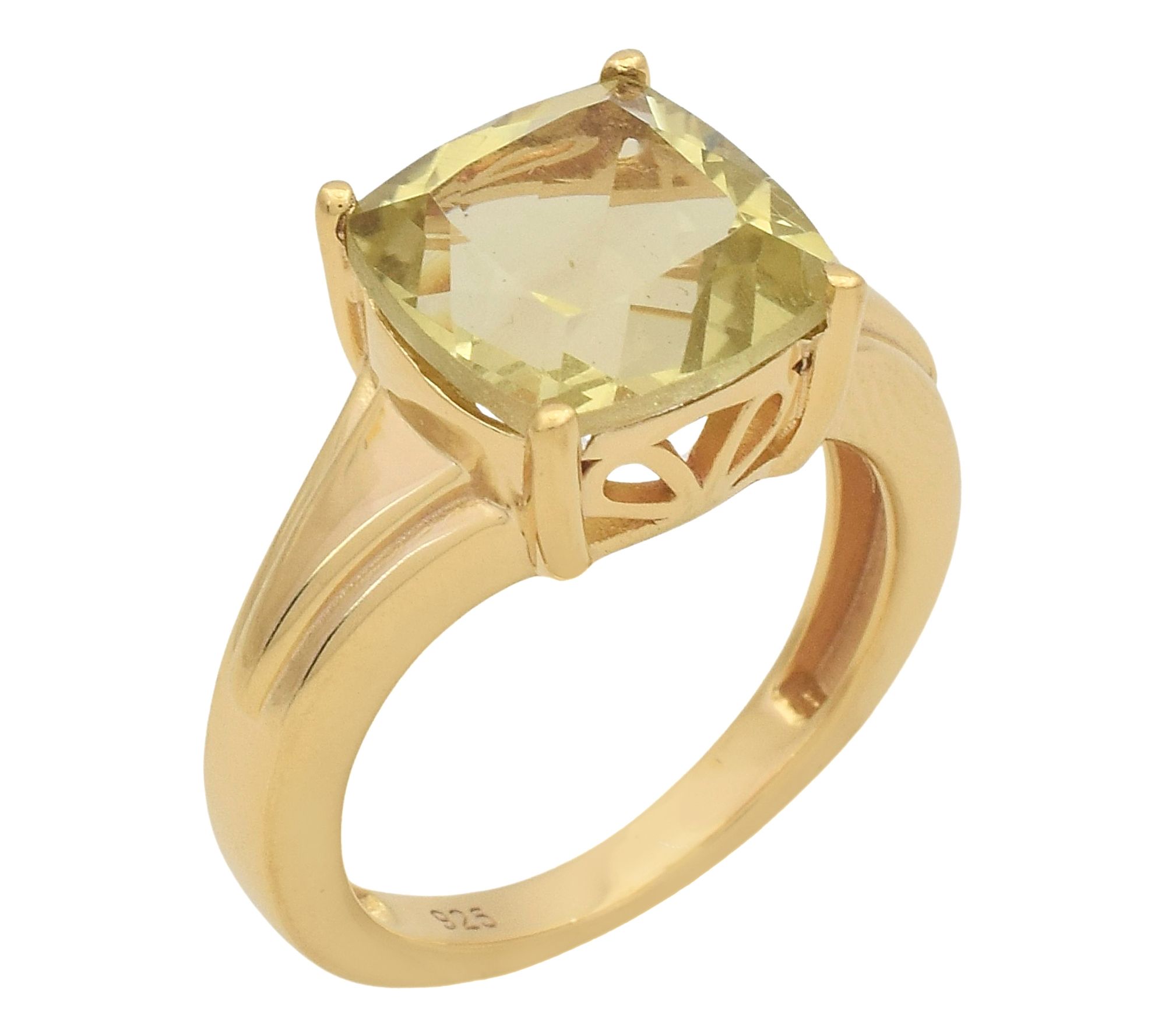 Affinity Gems Solitaire Cushion Gemstone Ring,14K Gold Plated