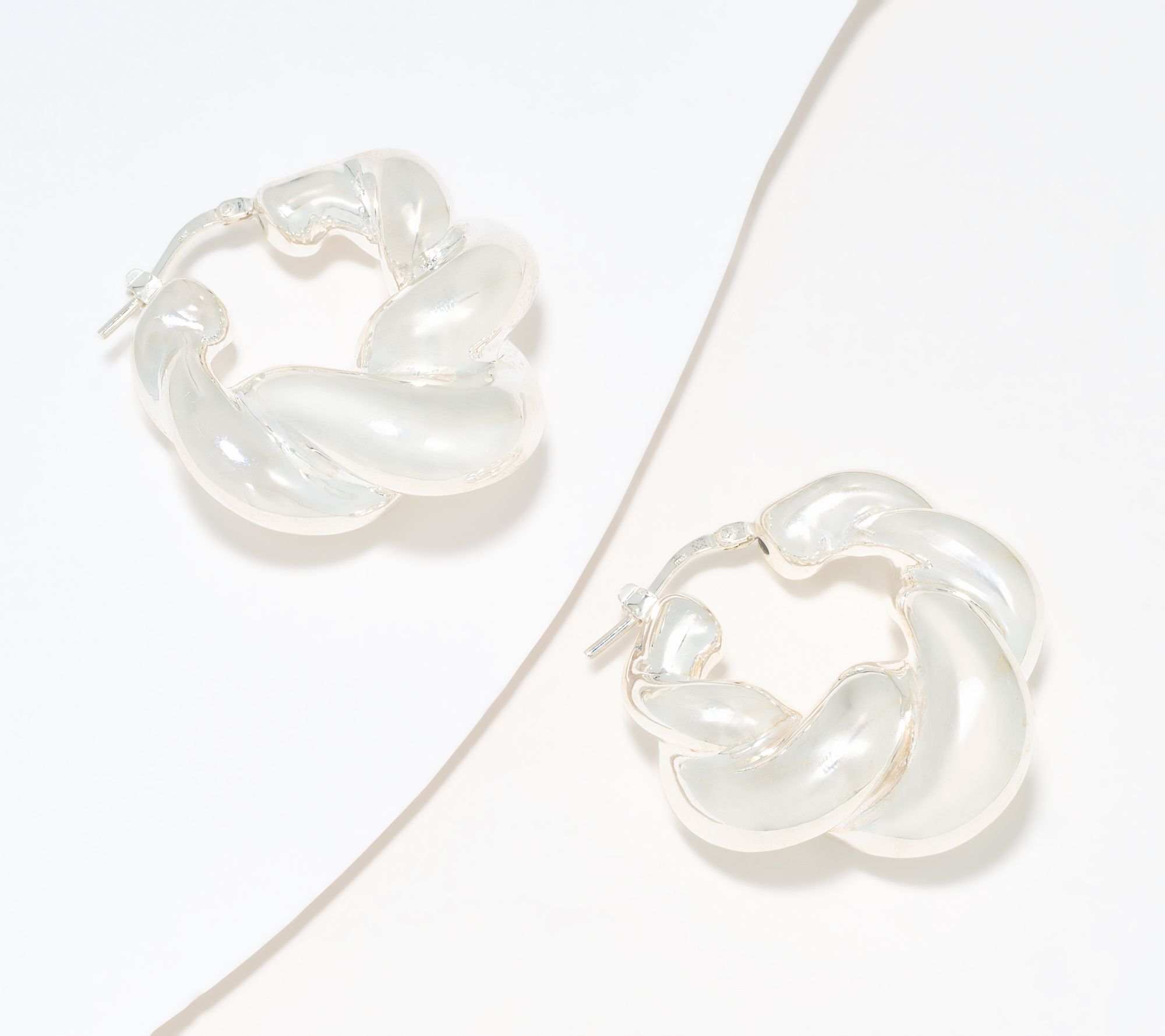 UltraFine 950 Silver Bold Twisted 1 1/8" Hoop Earrings