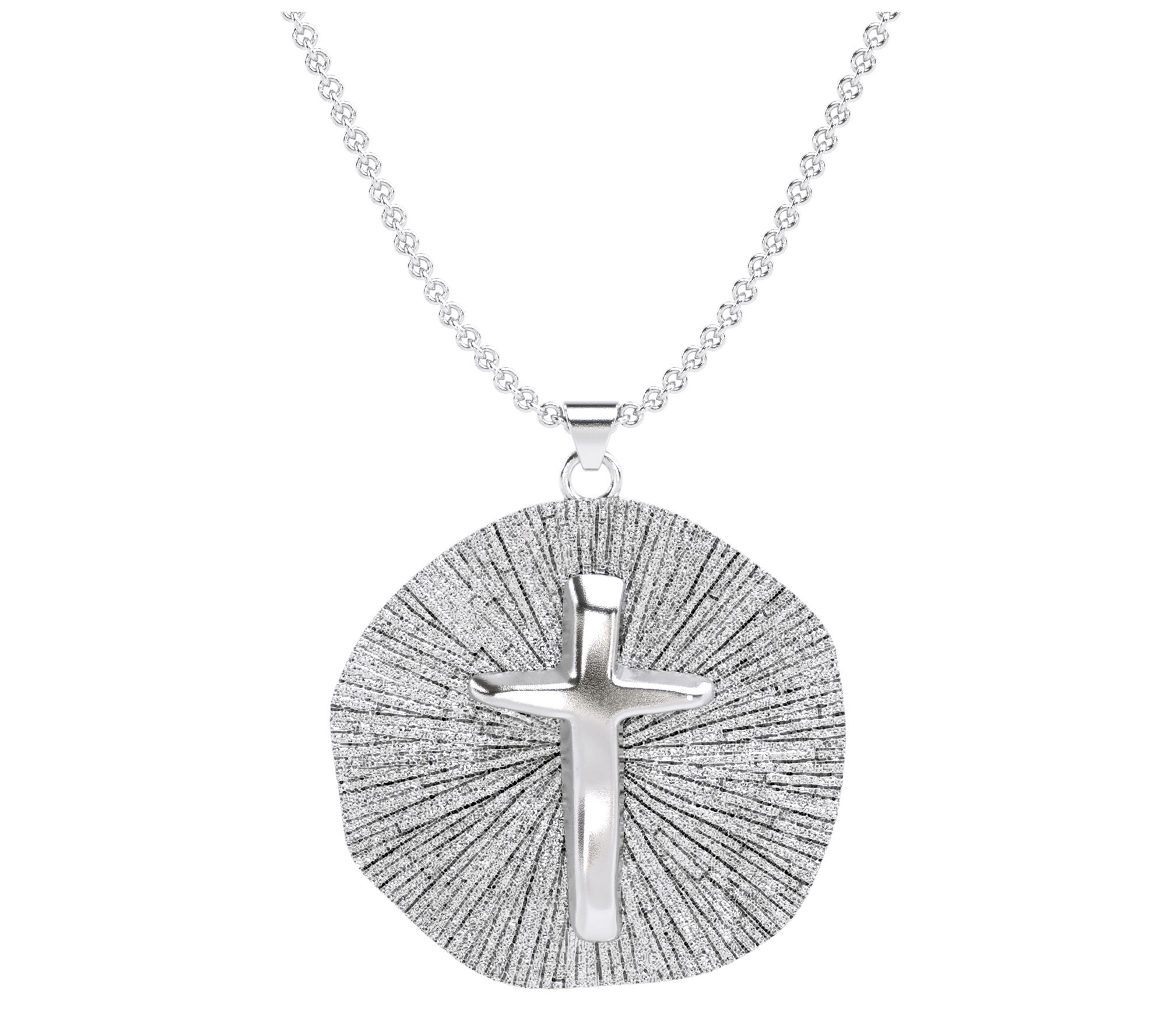 Or Paz Sterling Silver Textured Cross Pendant w/ Box Chain