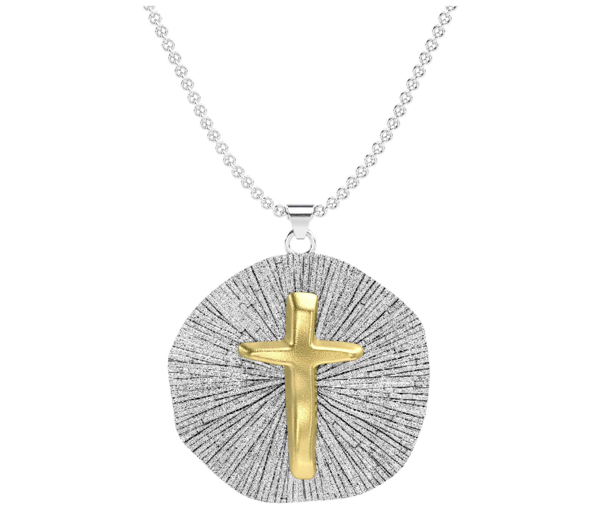 Or Paz Sterling Silver Textured Cross Pendant w/ Box Chain