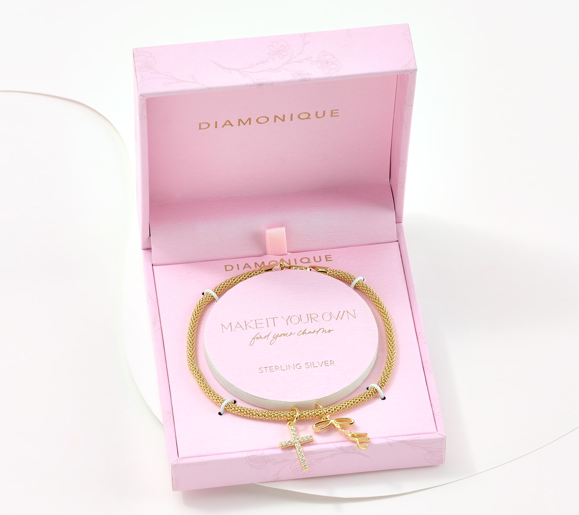 "As Is" Diamonique 14K Plated Motif Charm Bracelet