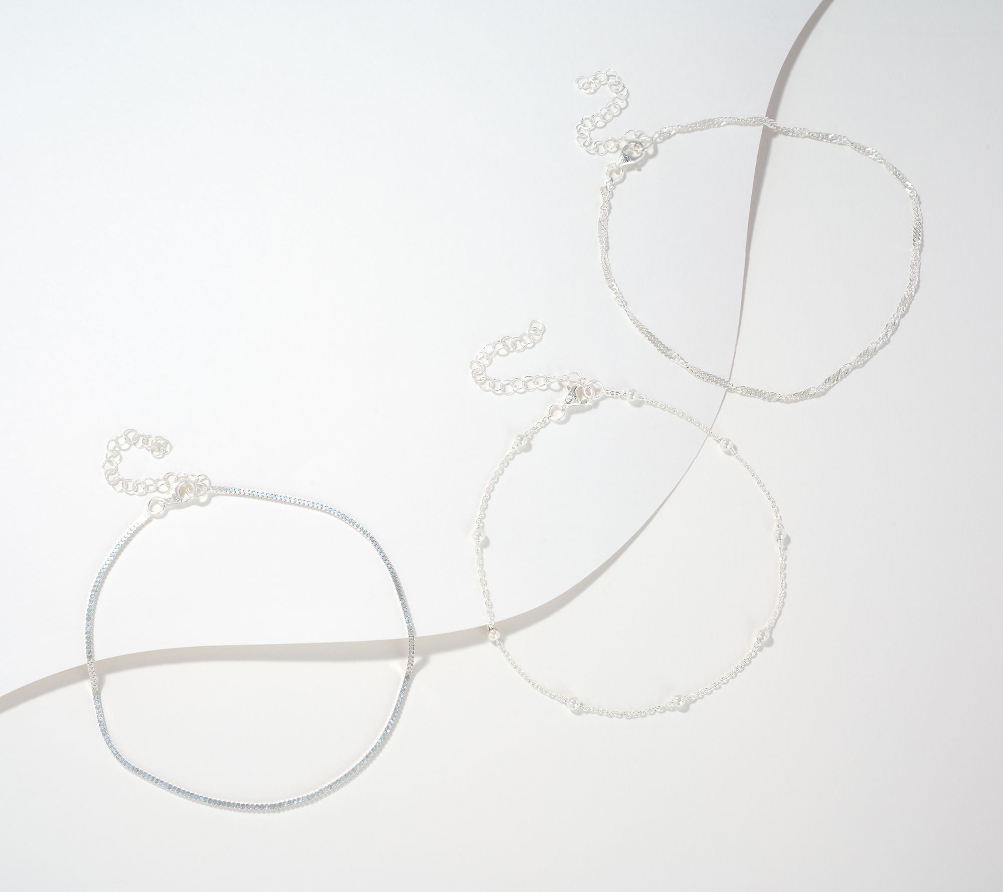 "As Is" UltraFine 950 Silver Set of 3 9" + 2" Anklets