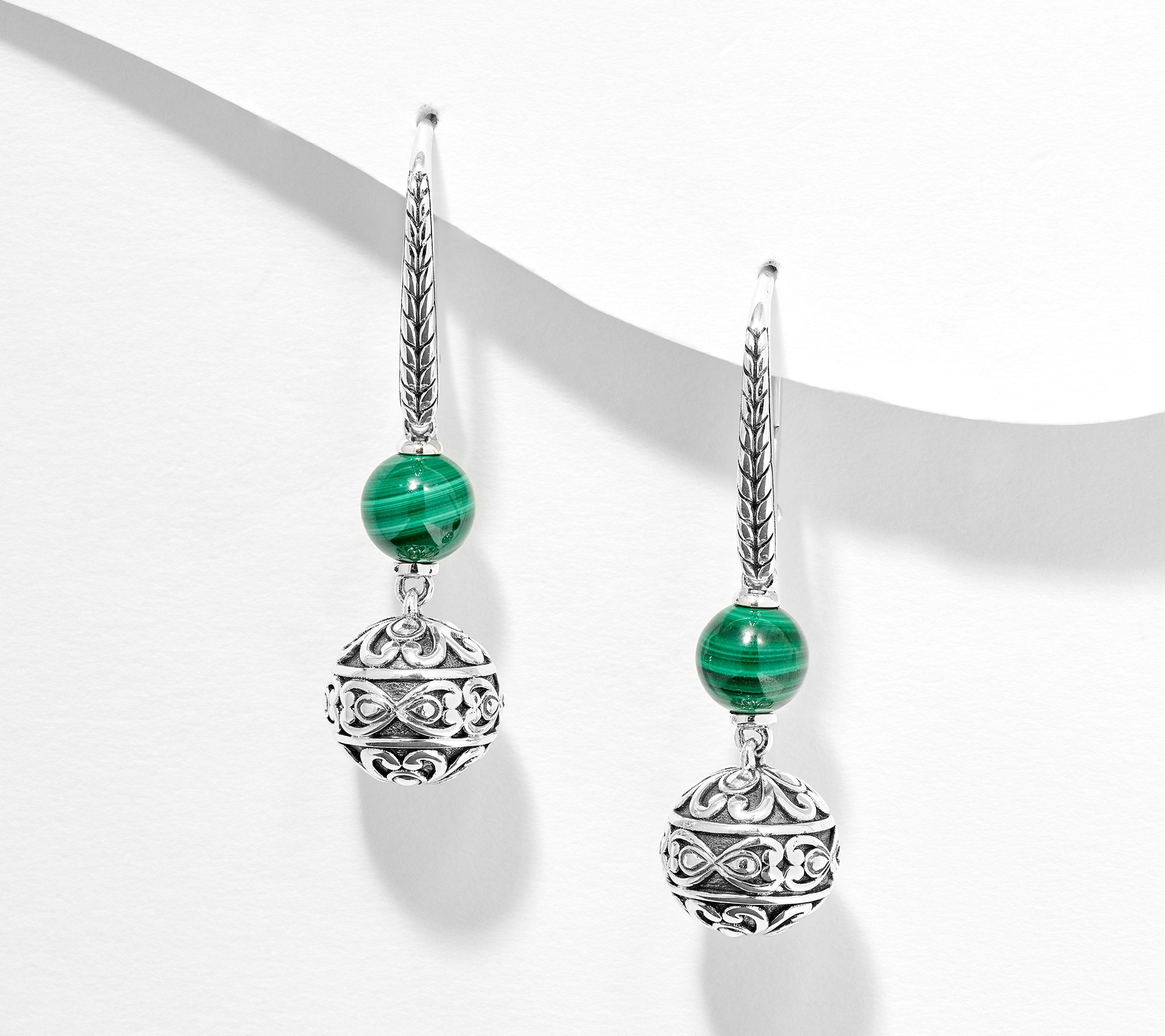 JAI Sterling Silver Heritage Lotus Gemstone Bead Earrings