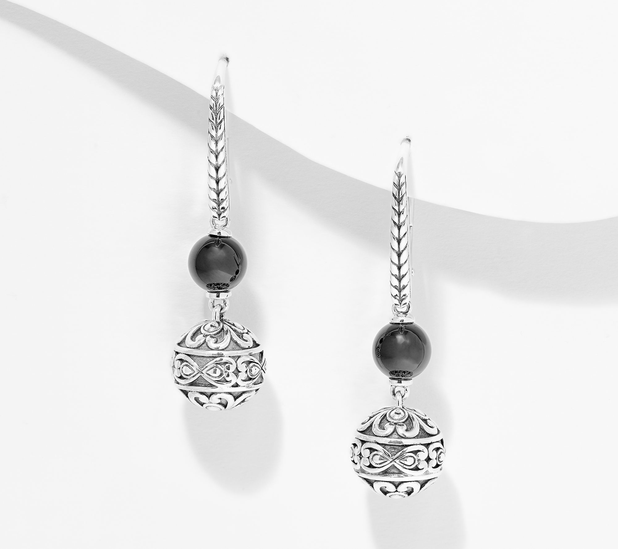 JAI Sterling Silver Heritage Lotus Gemstone Bead Earrings