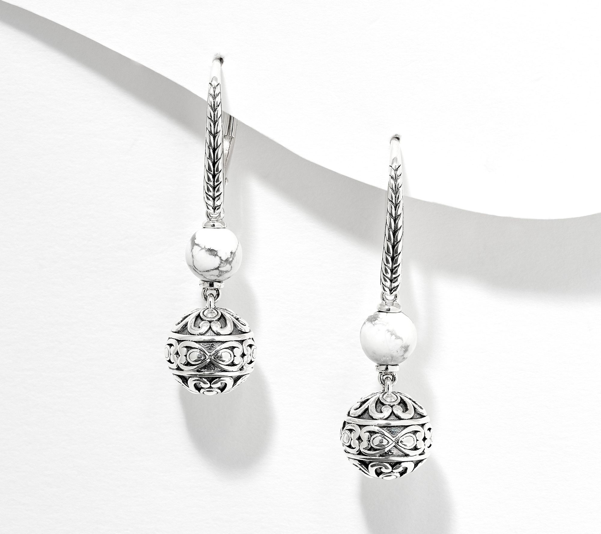 JAI Sterling Silver Heritage Lotus Gemstone Bead Earrings