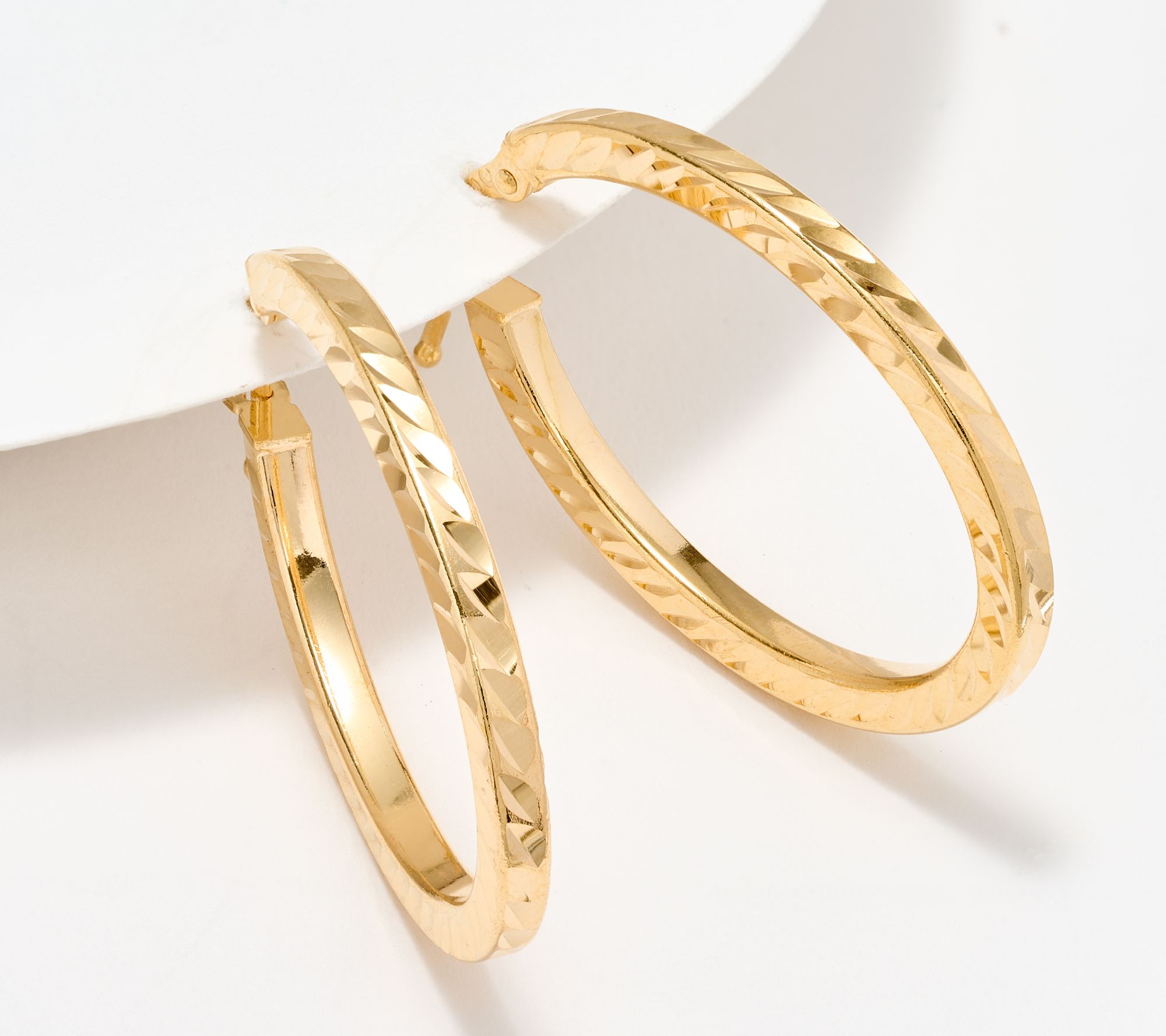 "As Is" UltraFine 950 Silver Diamond Cut 1 1/4" Hoop Earrings