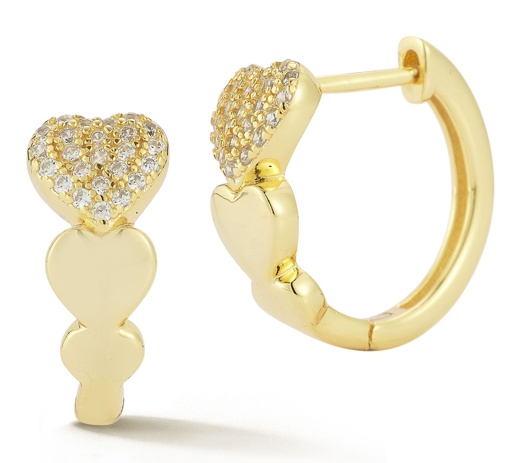 Sterlina Silver Pave Graduated Heart Hoop Earrings, Sterling