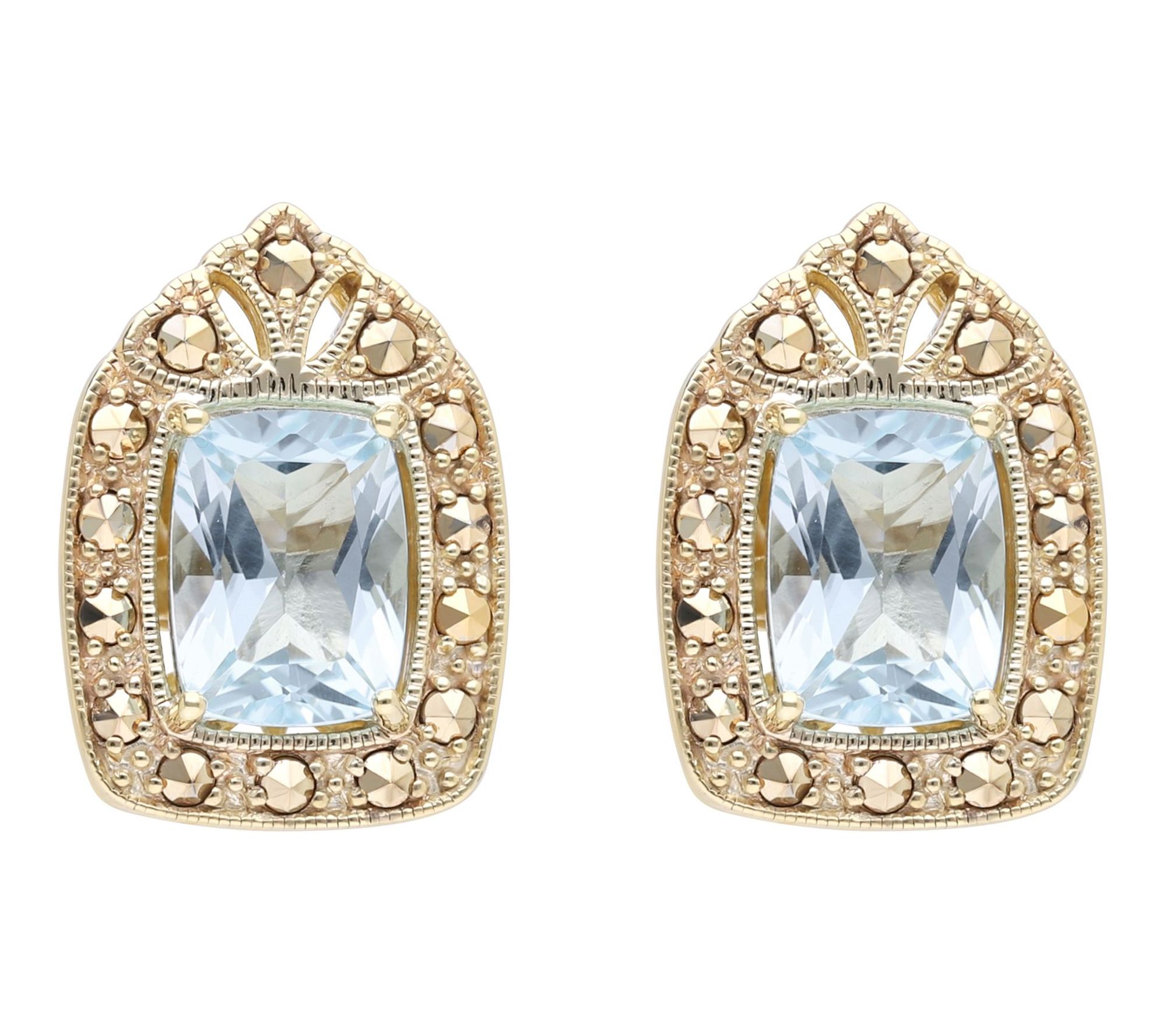 Dallas Prince 14K Clad Blue Topaz & Marcasite Day Earring