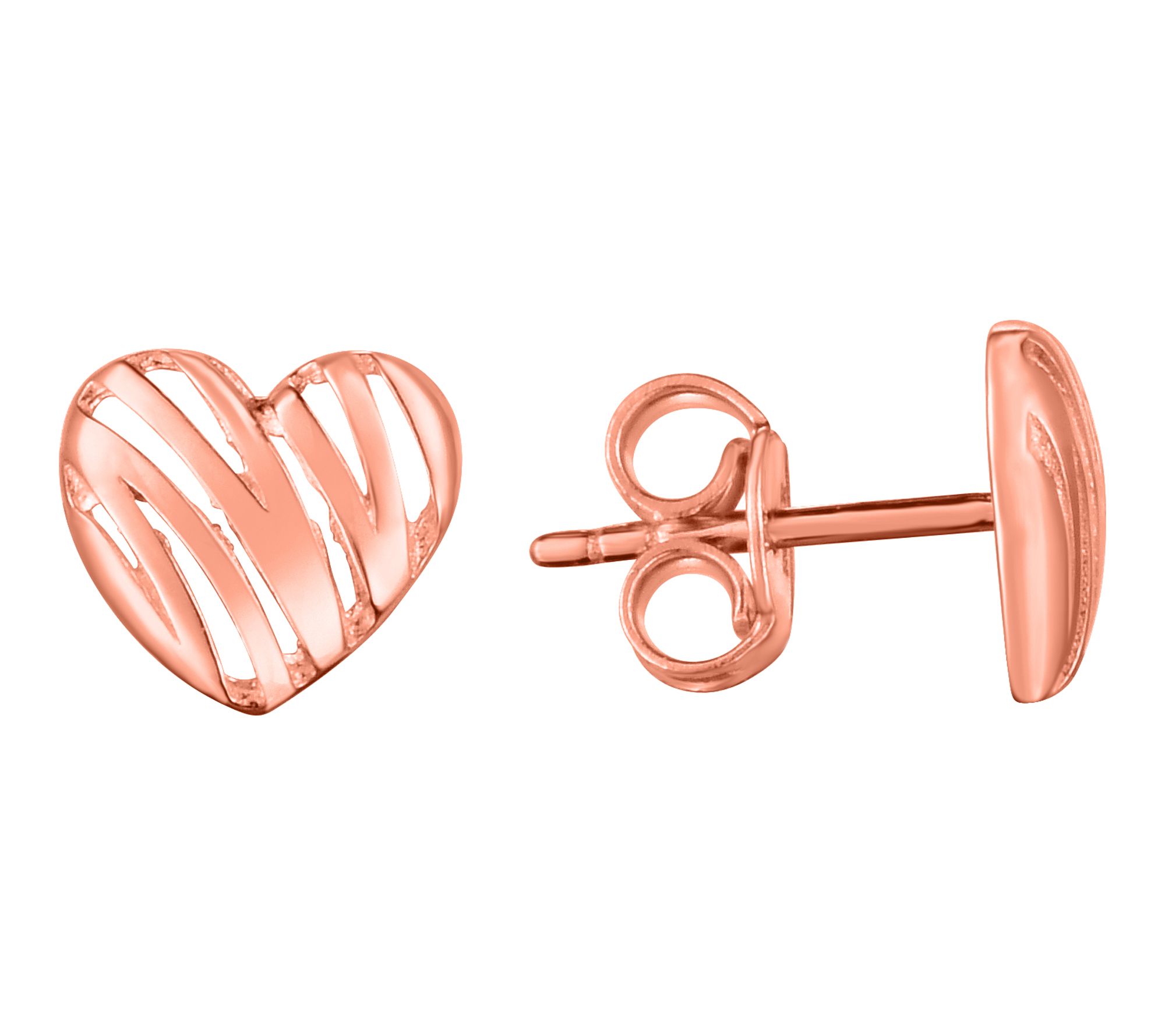 14K Gold Scribbled Heart Stud Earrings