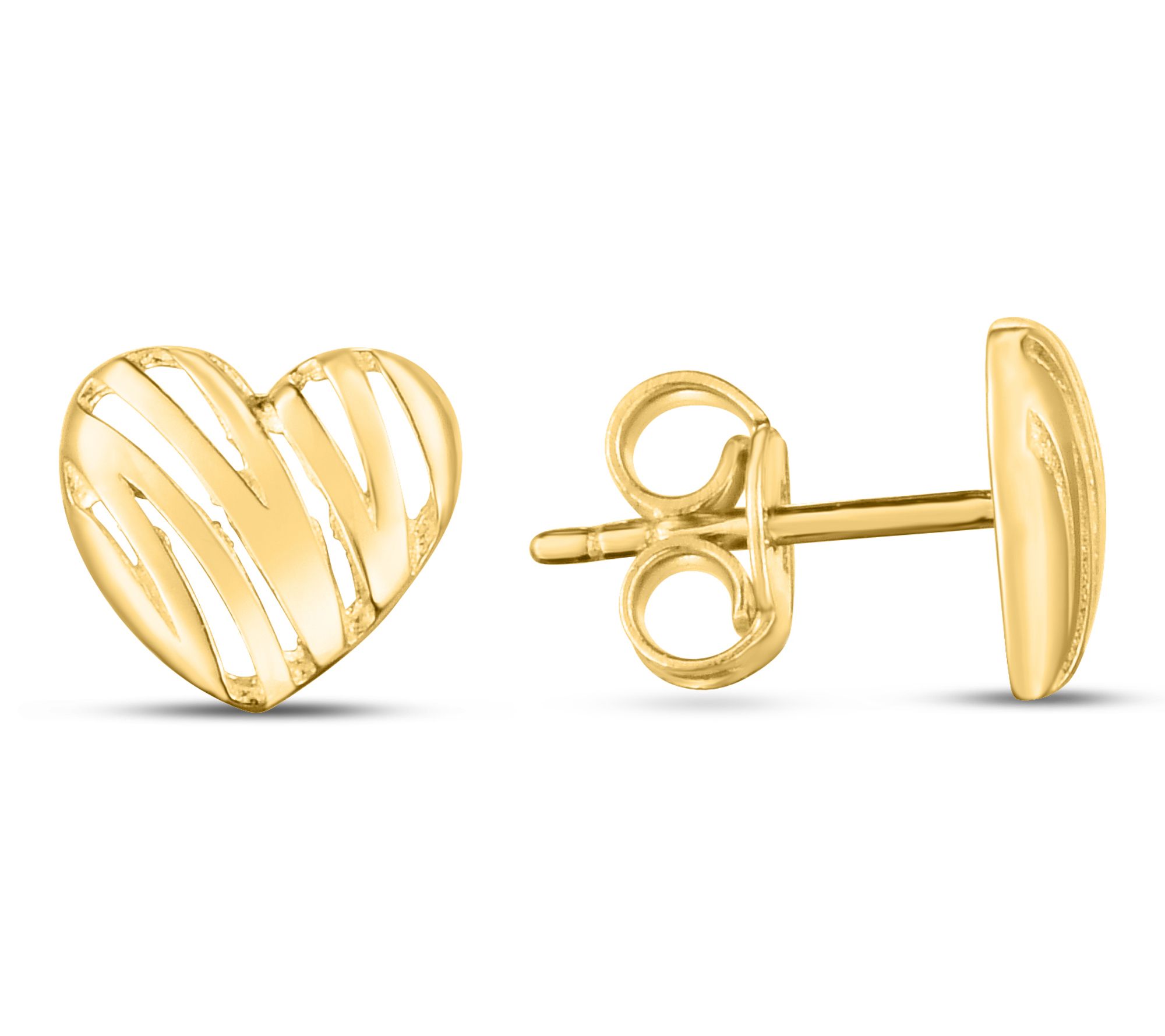 14K Gold Scribbled Heart Stud Earrings
