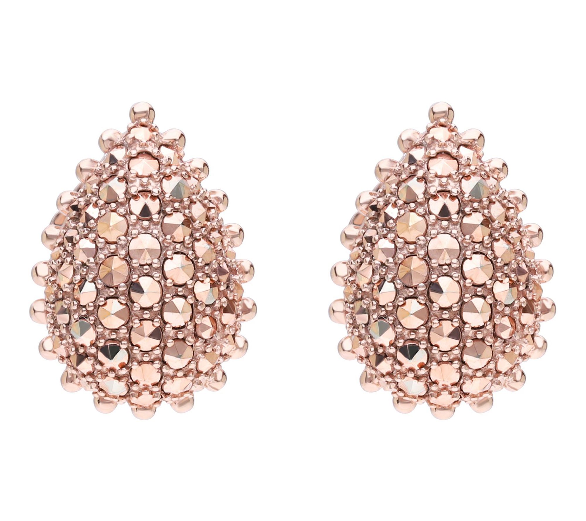 Dallas Prince 14K Clad Chrome Marcasite Pear Stud Earrings