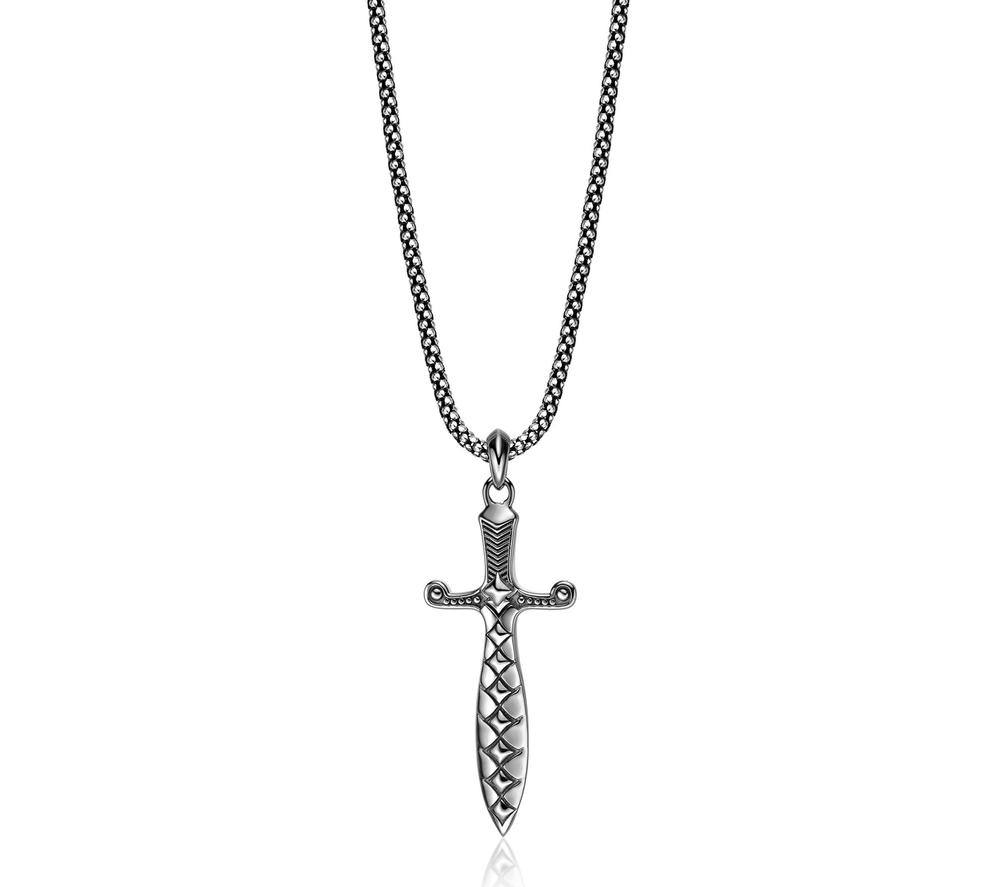 LYNX Men's Sterling Silver Dagger Pendant w/ Chain