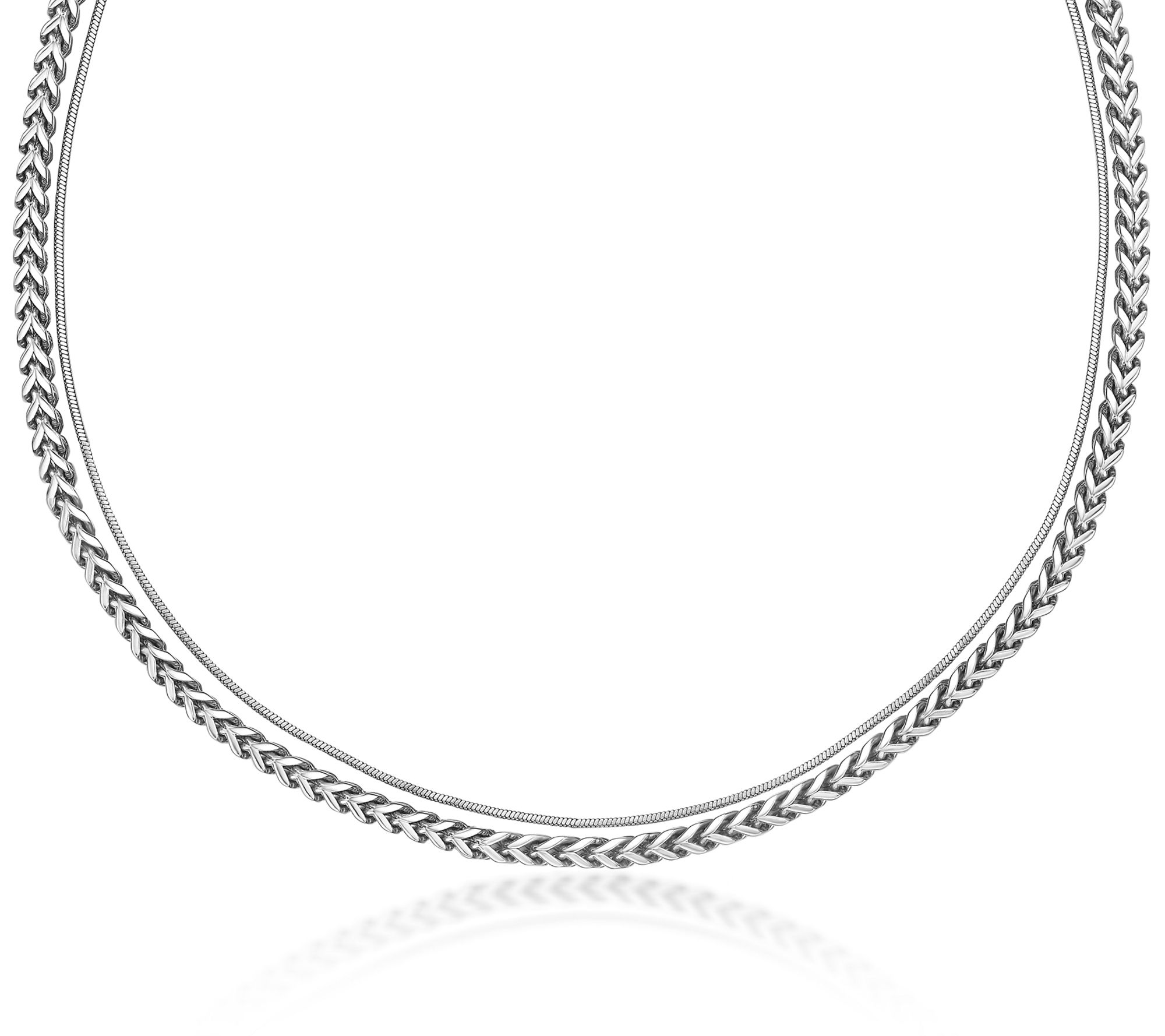 LYNX Men's Stainless Layered Foxtail Chain Necklace