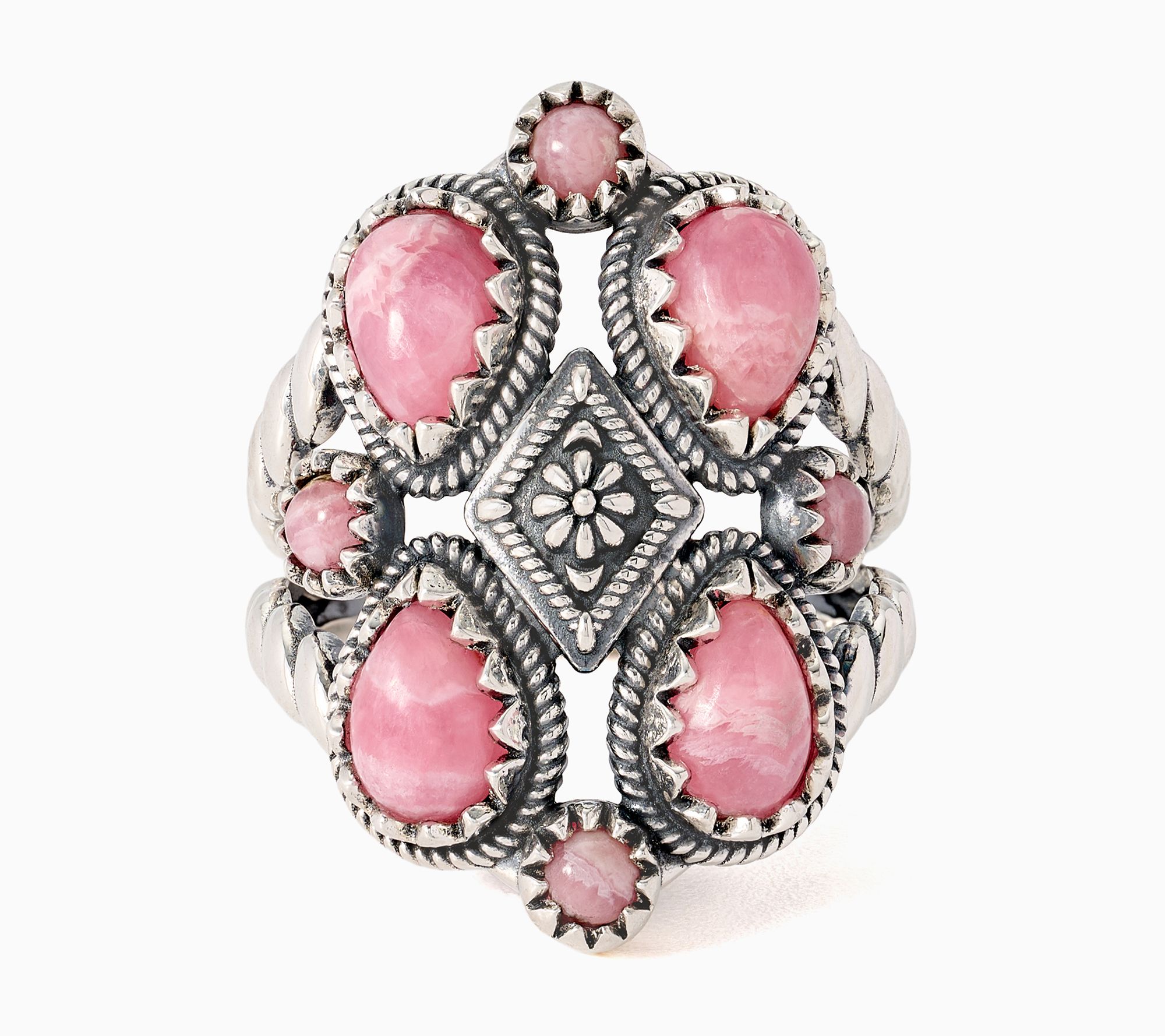 American West Sterling Four Pear Gemstone Rope Ring