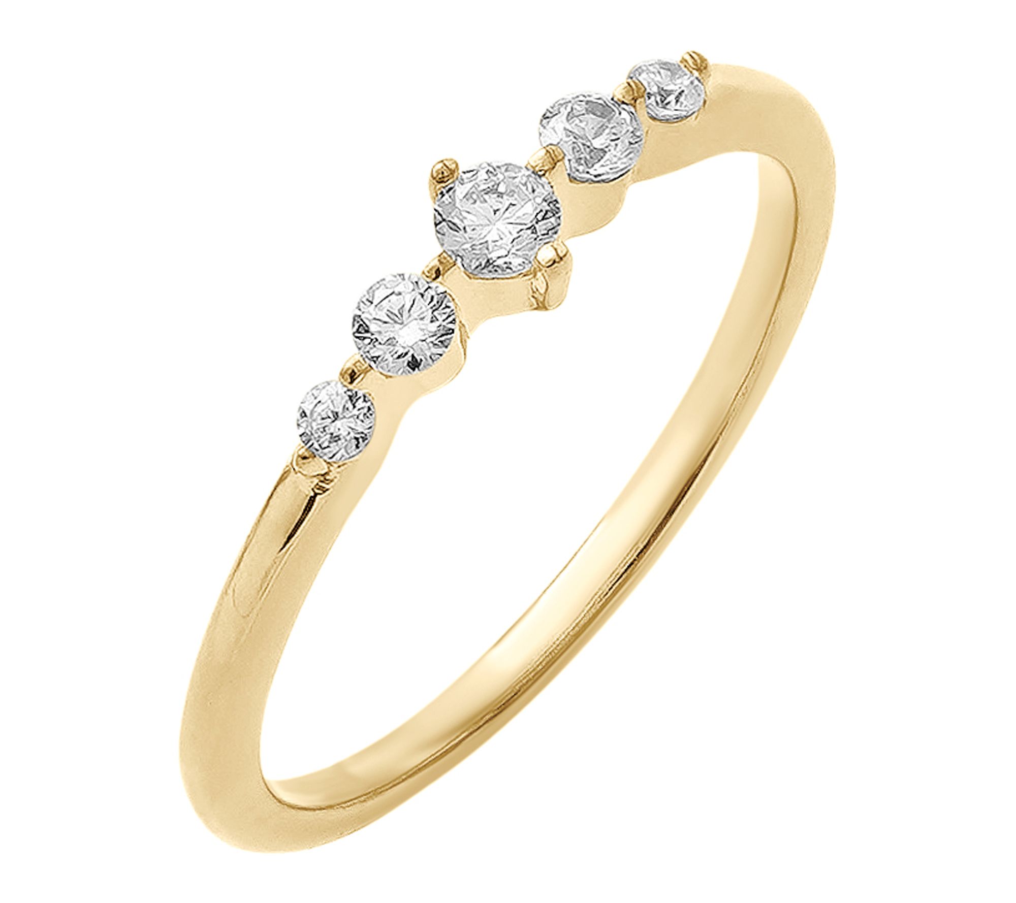 Fire Light Lab Grown Diamond Five Stone Ring, 14K Gold Plated