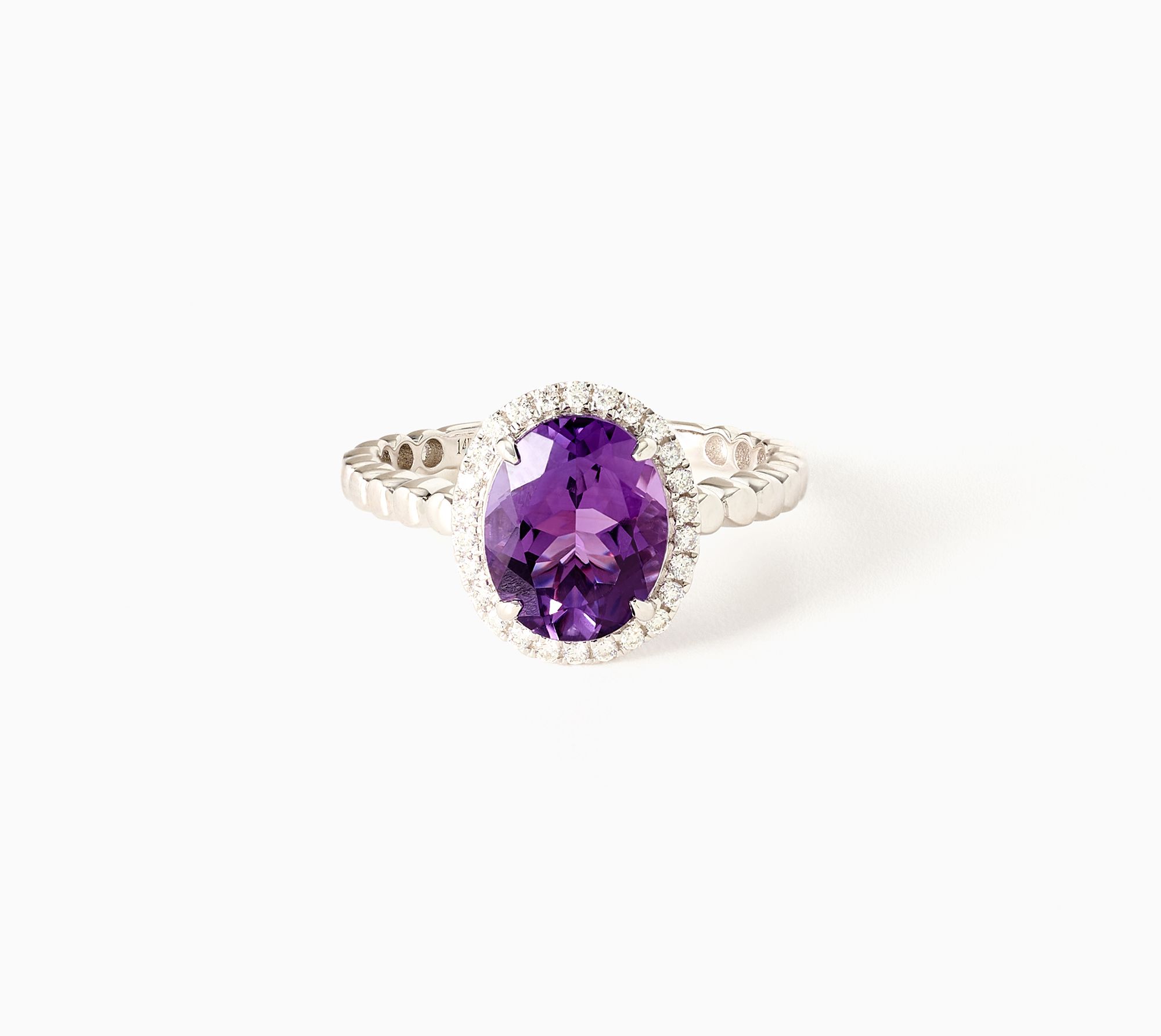 Color by Jeff Moseley 2.25 ctw Amethyst Halo Ring, 14K Gold