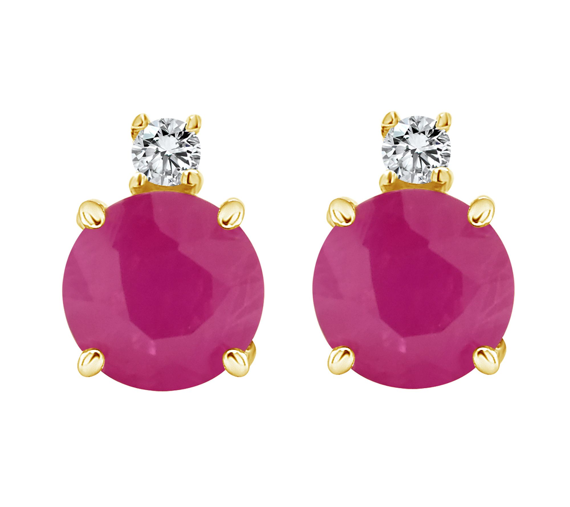 14K 5mm Round 1.20 cttw Ruby & Diamond Accent Stud Earrings - QVC.com