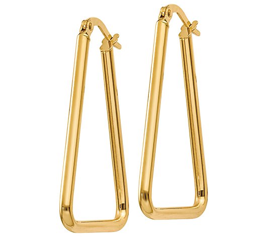 Italian Gold Triangular 1-1/4" Hoop Earrings, 14K