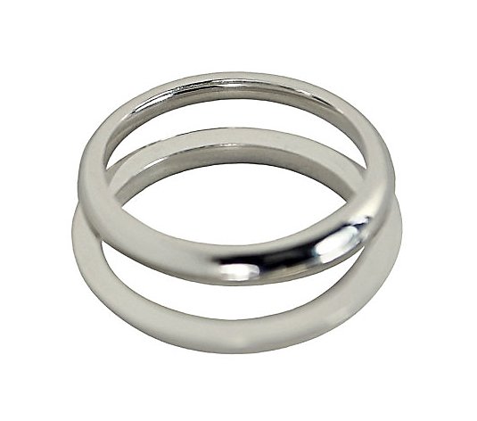 Sterling 2MM Unisex Wedding Band Double R ing Guard