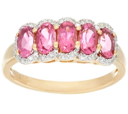 Pink Tourmaline & Diamond 5-Stone Band Ring, 14K Gold 1.00 ct tw - Page ...