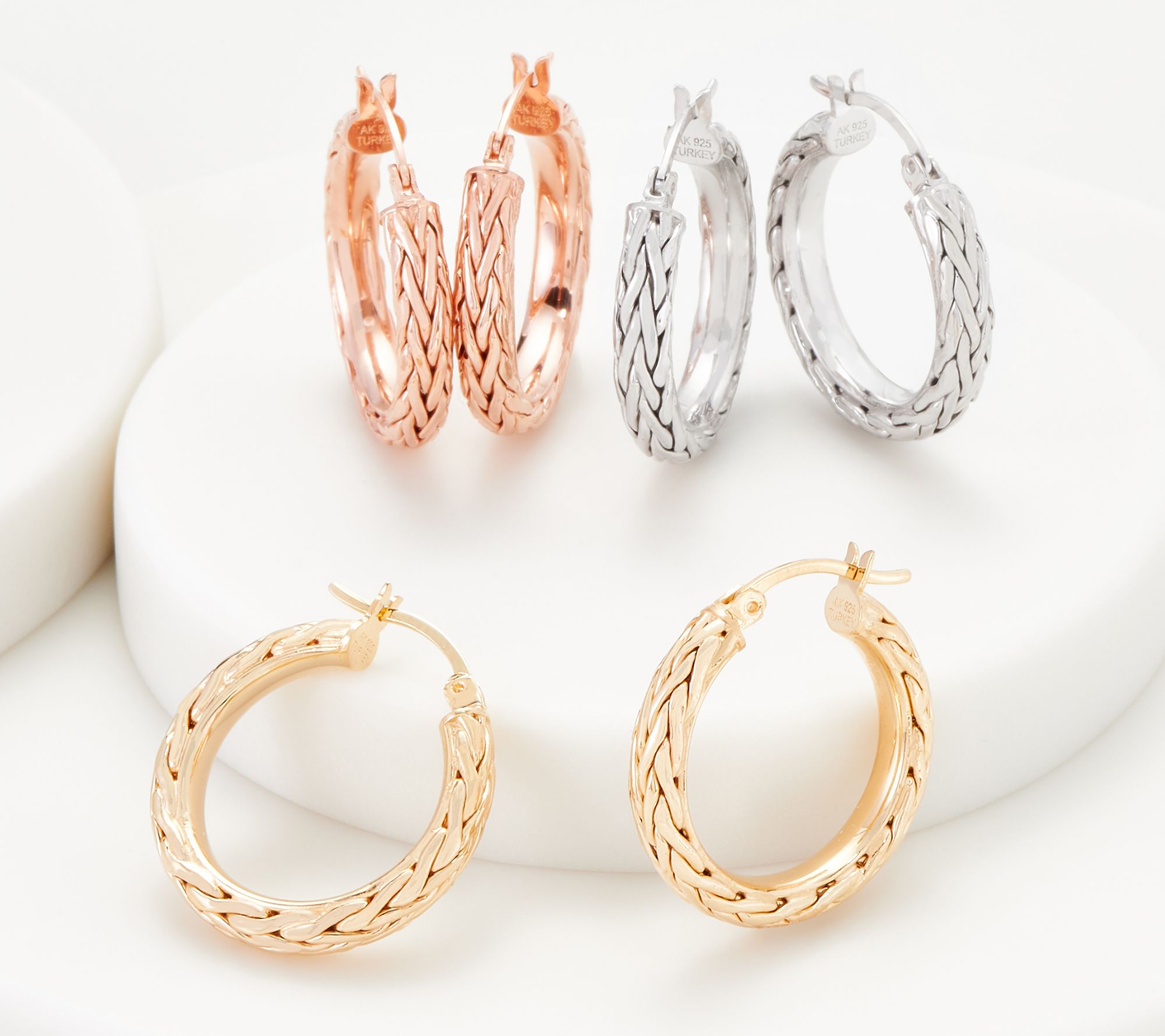 Sterling Silver 1" Wheat Hoop Earrings by Silver Style