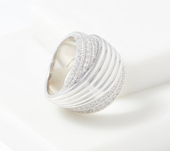 Judith Ripka Sterling Silver or 14K Gold Clad Bold Band Diamonique Ring - J363936