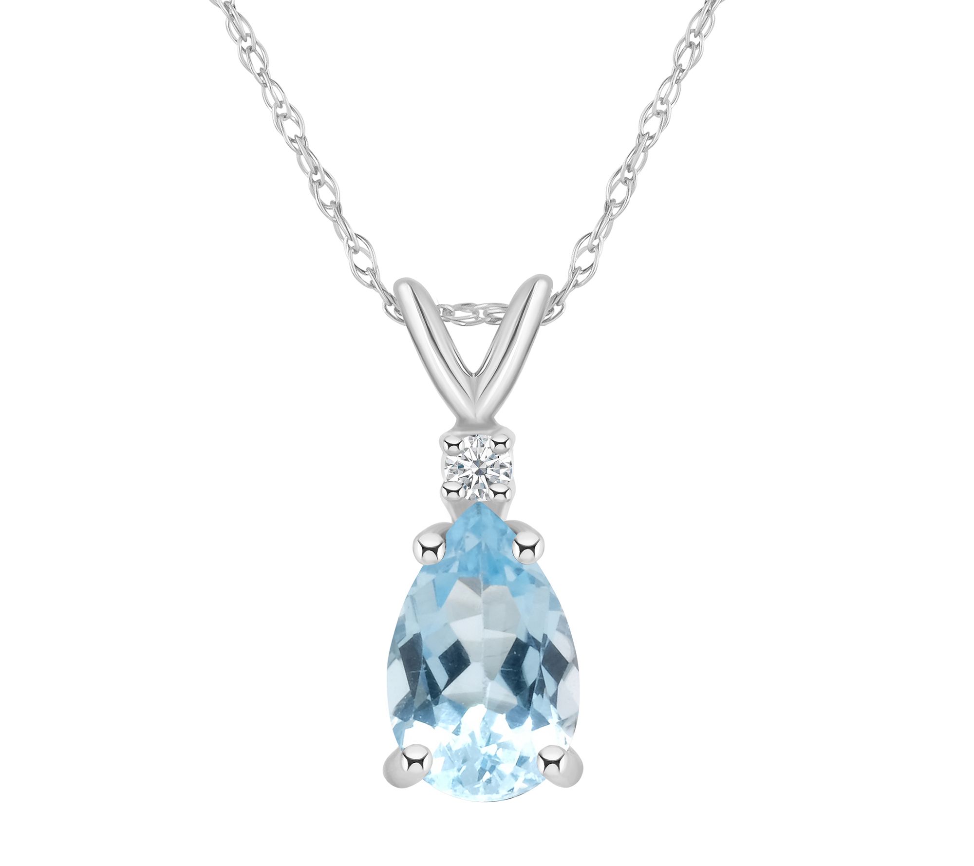 14K Gold 0.95 cttw Aquamarine & Diamond Accent Pendant