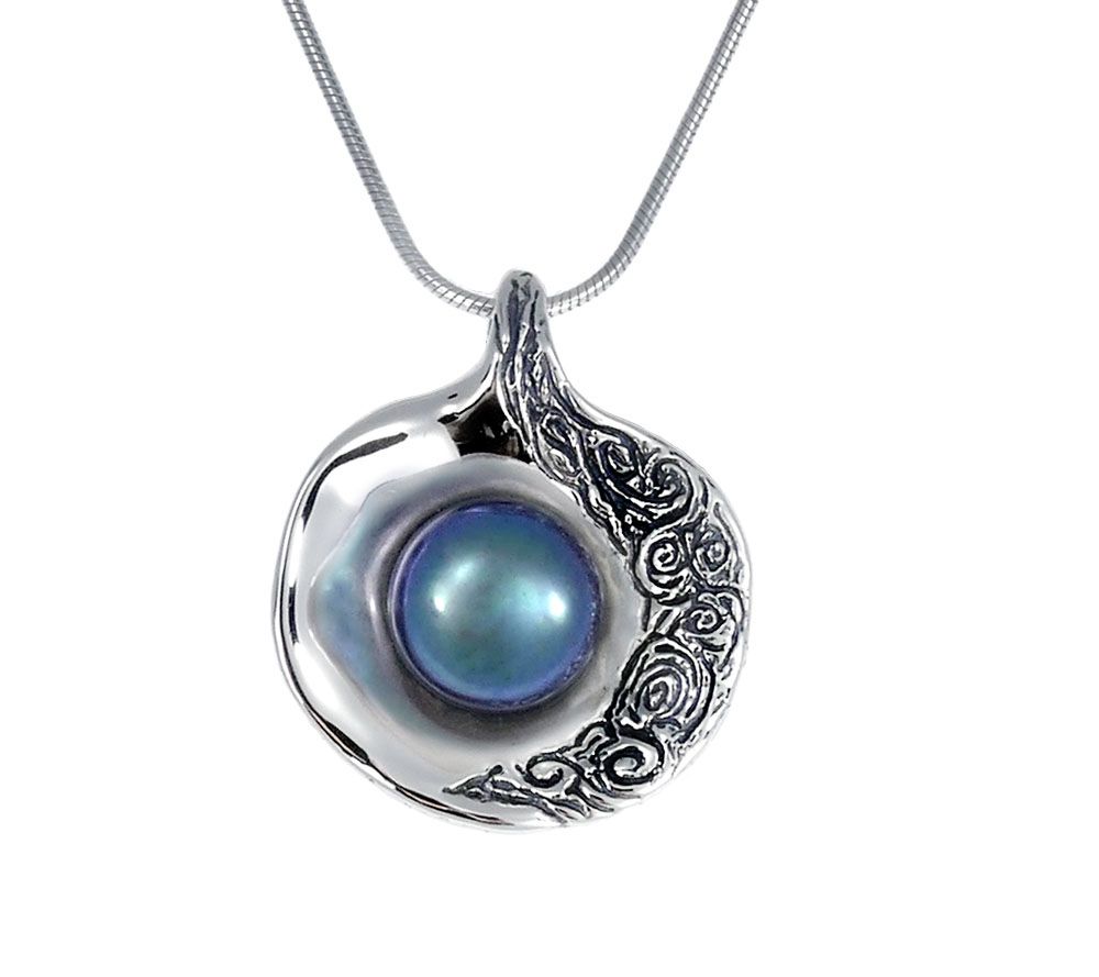 Hagit Sterling Cultured Pearl Shell Pendant with Chain