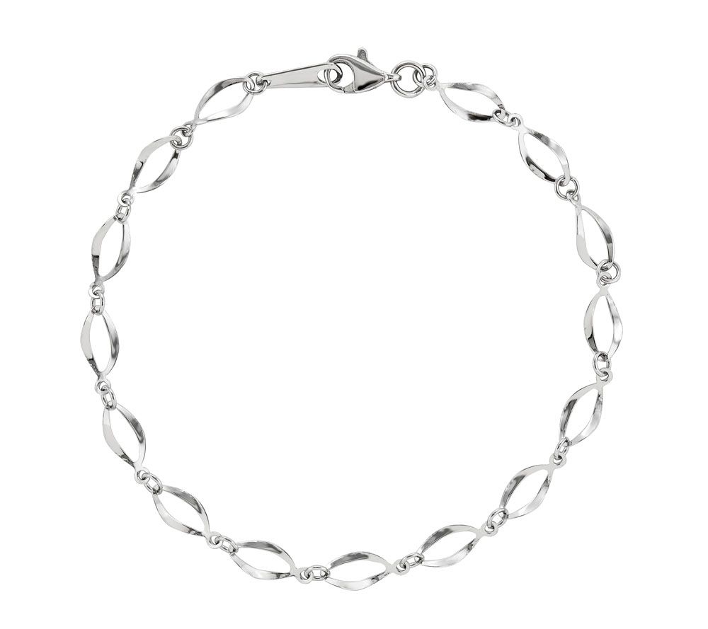 14K White Gold Pear-Shaped Link Bracelet, 1.9g - QVC.com