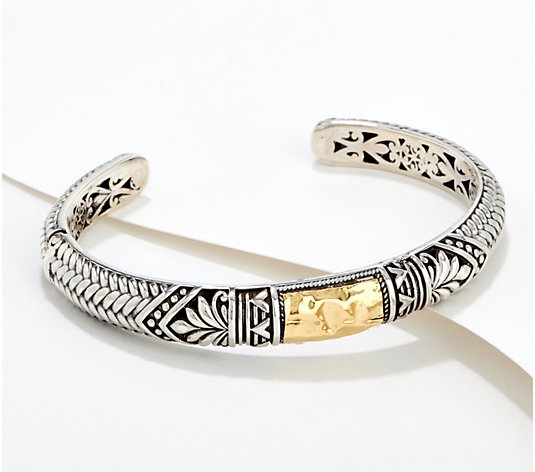 Artisan Crafted Sterling Silver Braided and Hammered Hinged Bangle