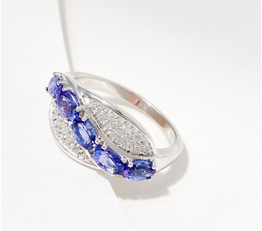 Affinity Gems Exotic Gemstone & White Zircon Waterfall Ring Sterling Silver