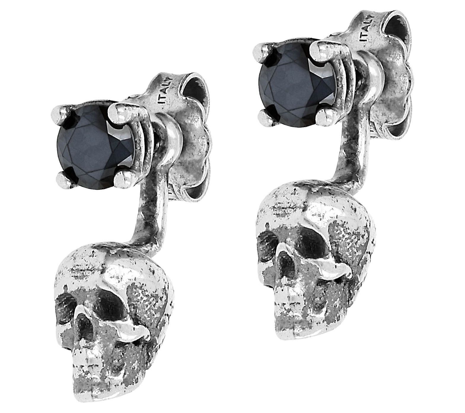 Mistero Sterling Silver Black Spinel Skull Earrng Jackets
