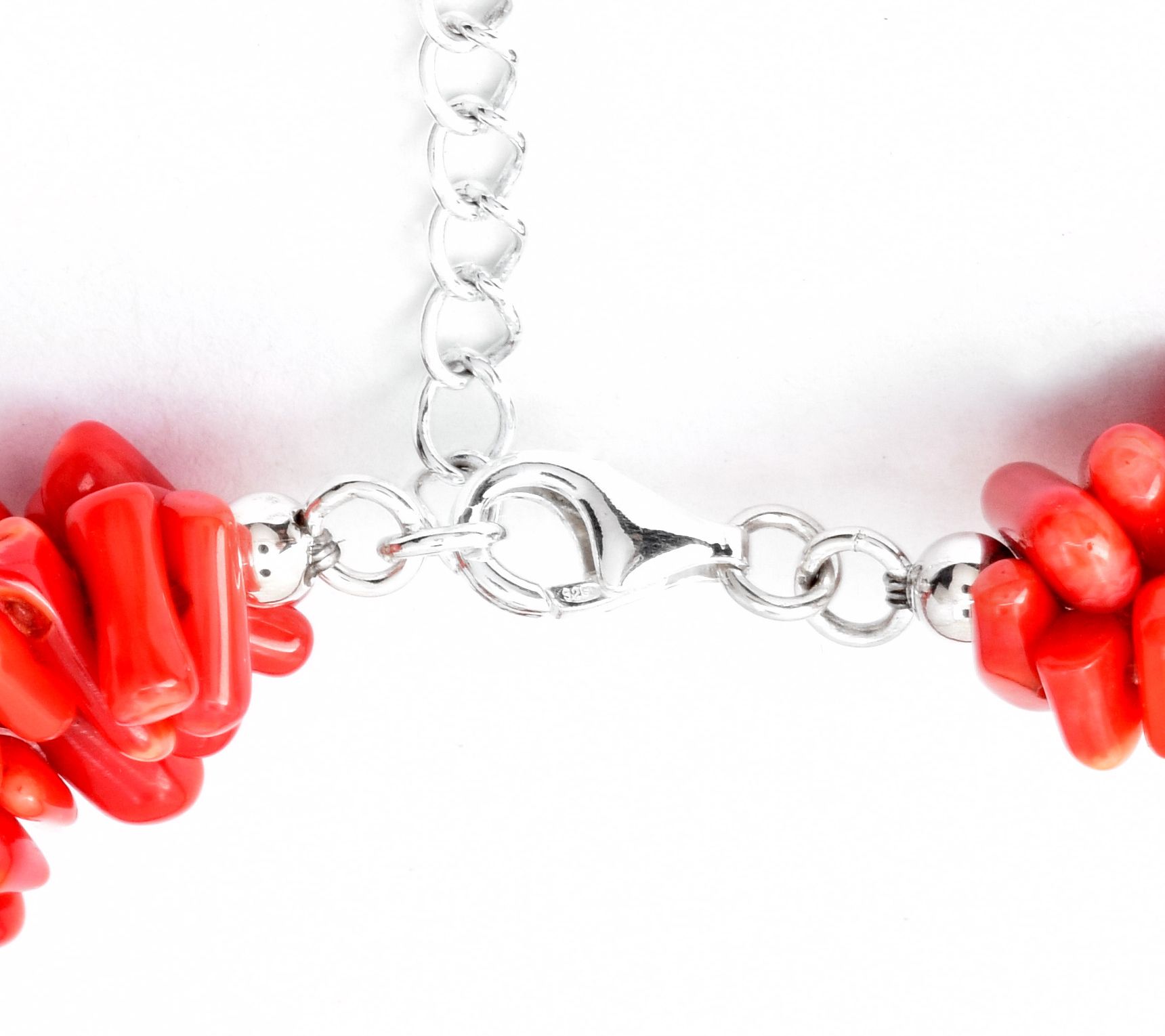 Sterling Silver Red Bamboo Coral Bead Necklace - QVC.com