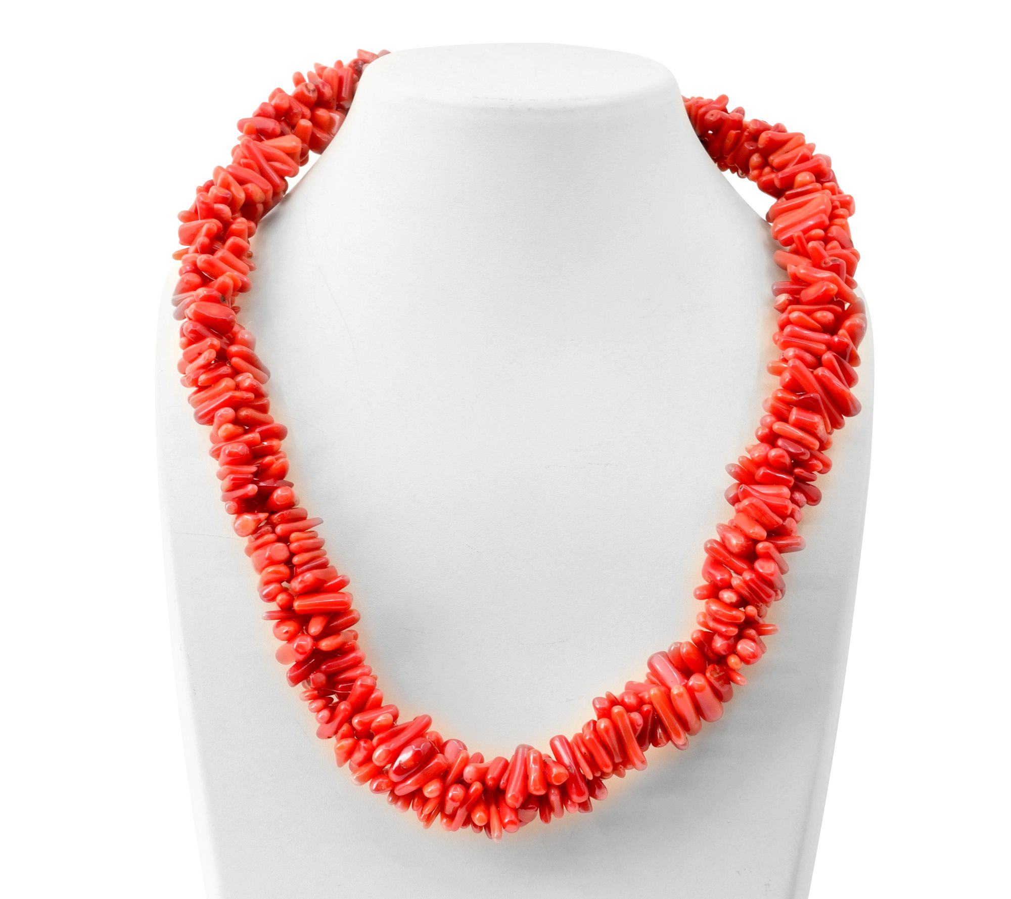 Sterling Silver Red Bamboo Coral Bead Necklace - QVC.com